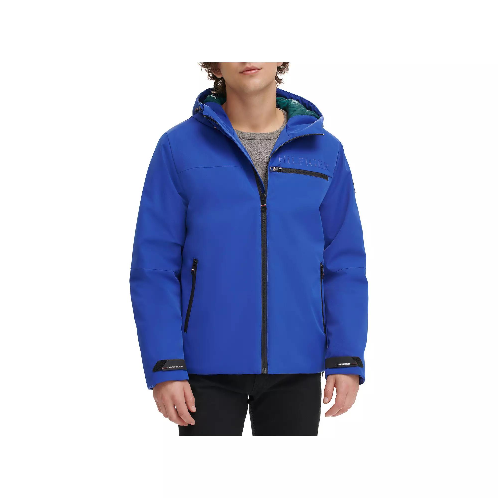 Mens Tommy Hilfiger Flex Tech Hooded Rain Jacket Green Product Image