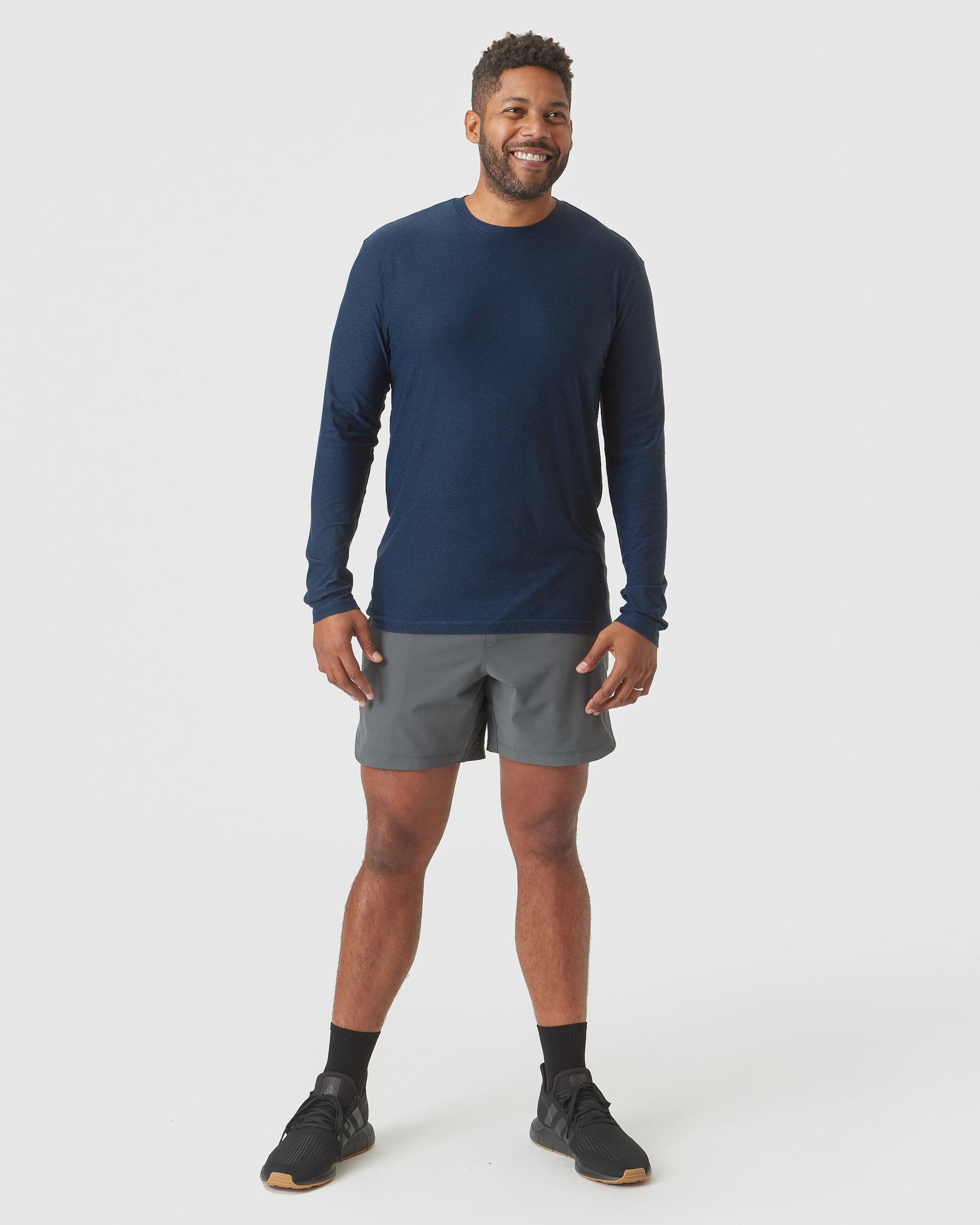 Deep Sea Blue Heather Active Long Sleeve Crew T-Shirt Product Image
