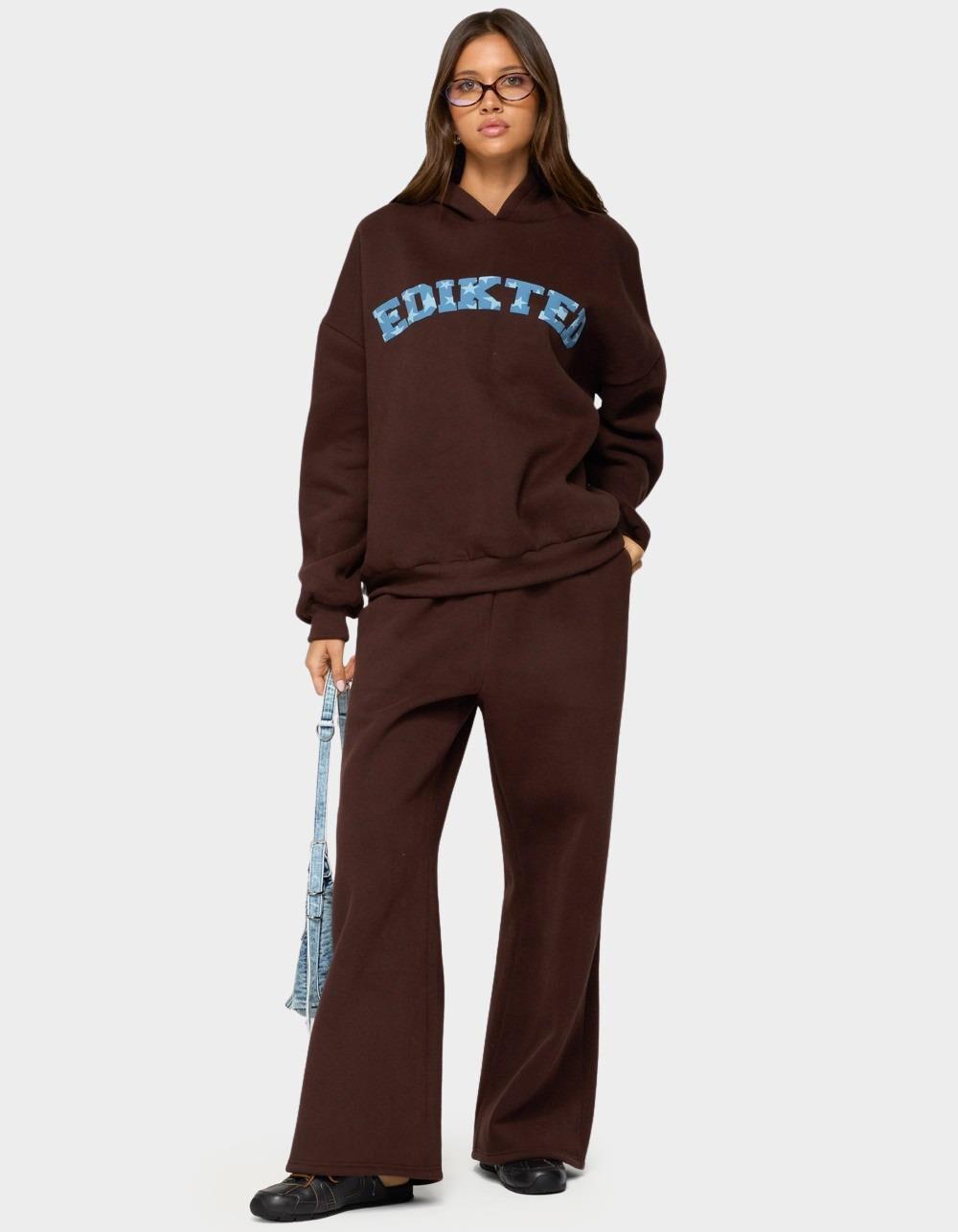 EDIKTED Really Edikted Sweatpants - BROWN Product Image