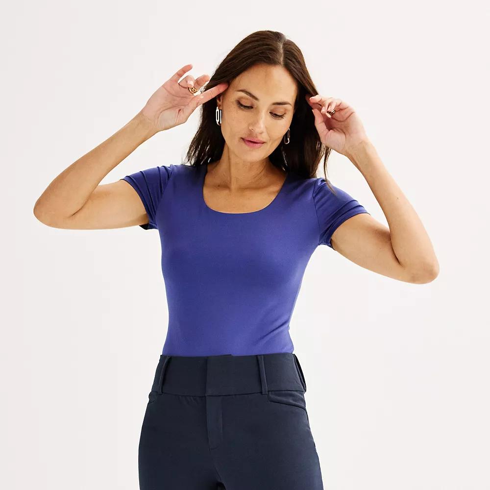 Women's Nine West Sculpt Scoopneck Bodysuit, Size: XS, Archer Blue Product Image