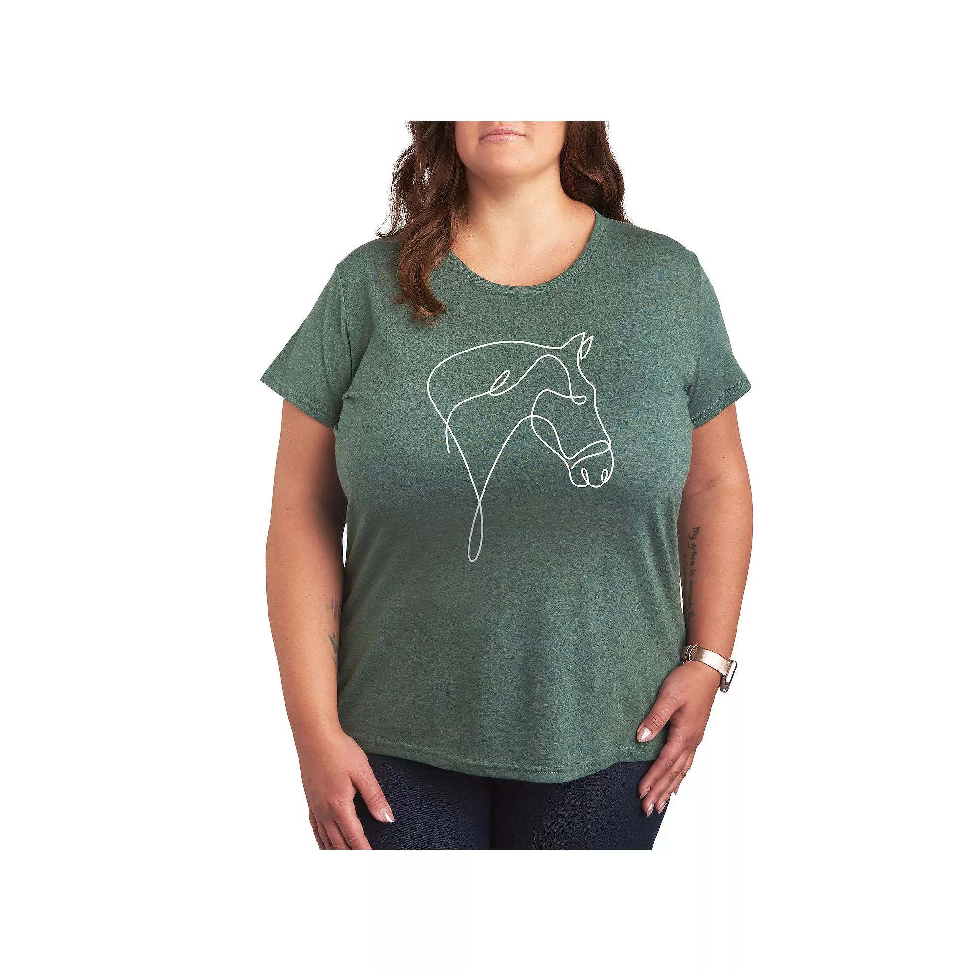 Plus White Line Horse Doodle Graphic Tee, Women's,  Product Image