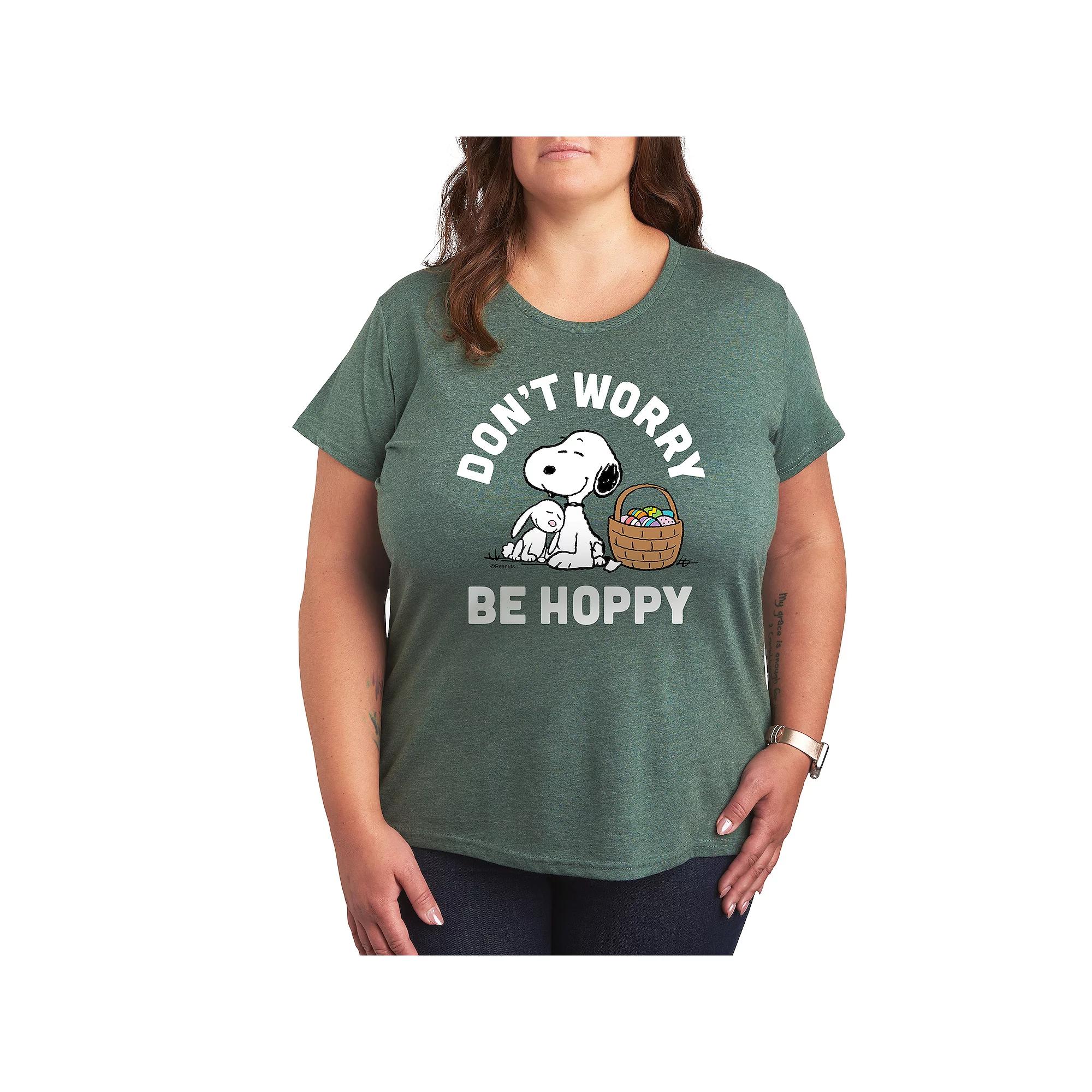 Plus Peanuts Snoopy Don't Worry Be Hoppy Graphic Tee, Women's,  Product Image