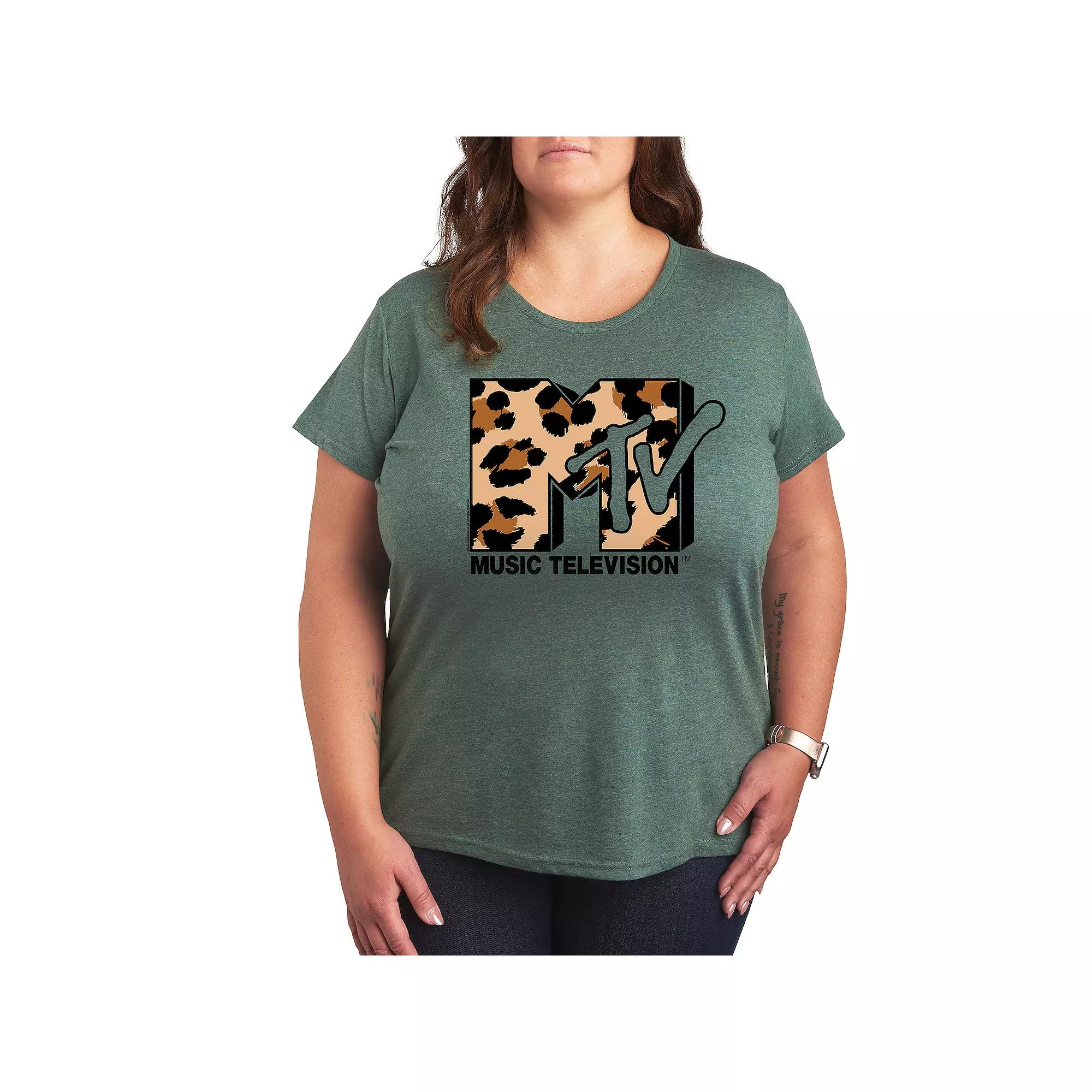 Plus MTV Leopard Art Graphic Tee, Women's,  Product Image