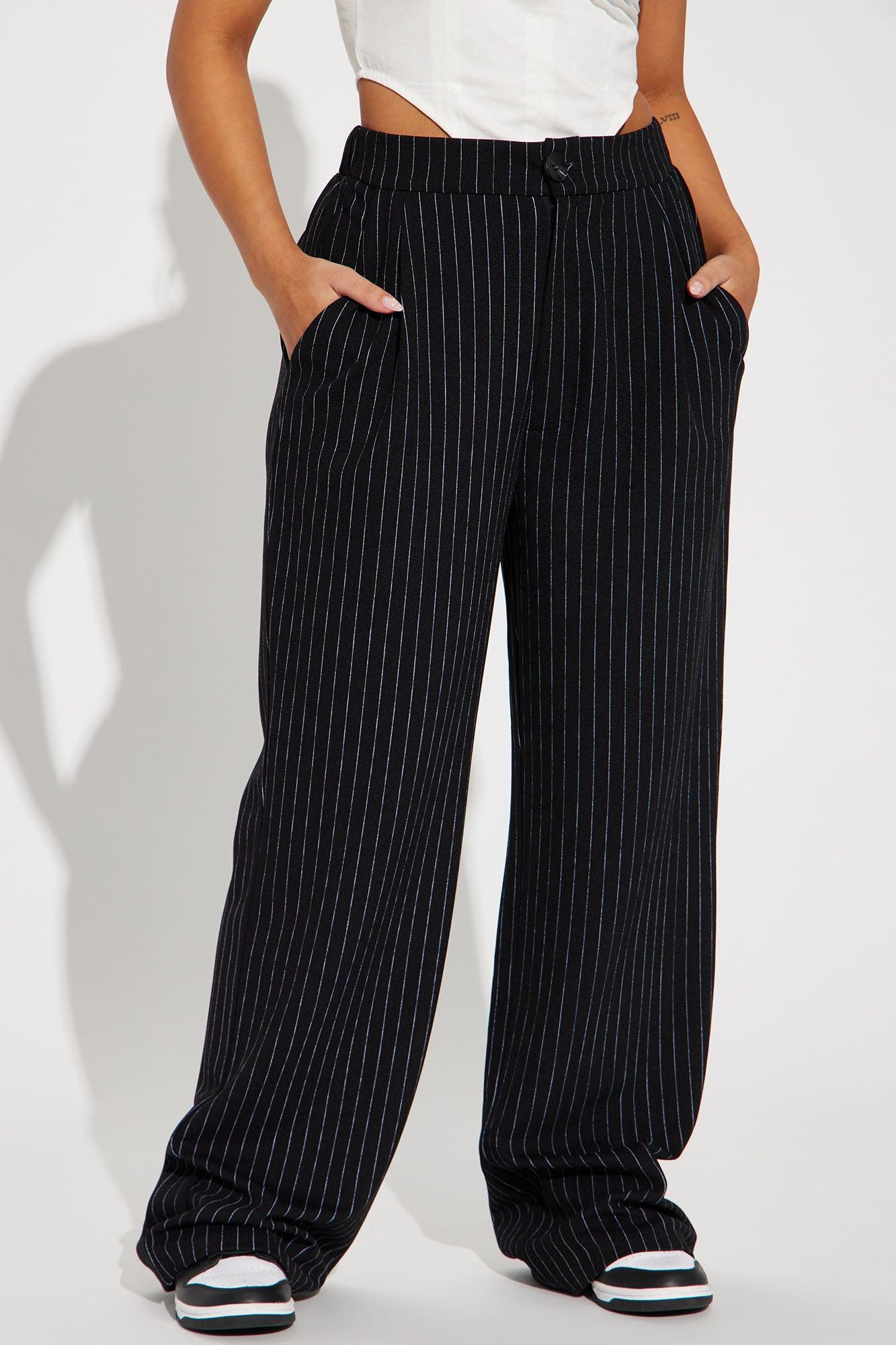 Work It Pinstripe Trouser Pant - Black Product Image