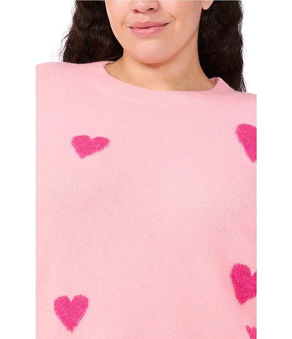 CeCe Plus Size Crew Neck Long Sleeve Heart Sweater Product Image