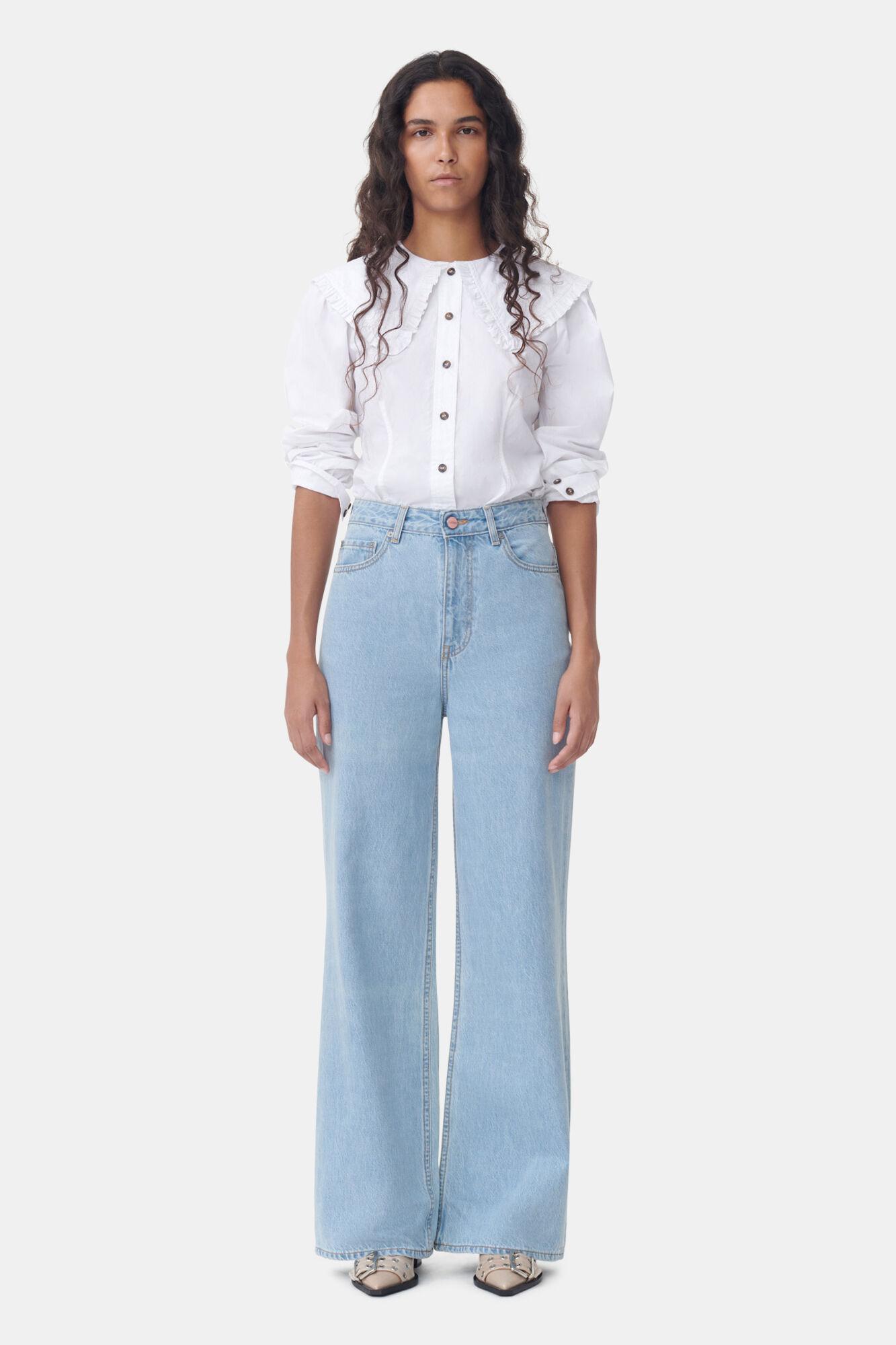 White Frill Collar Poplin Shirt Product Image