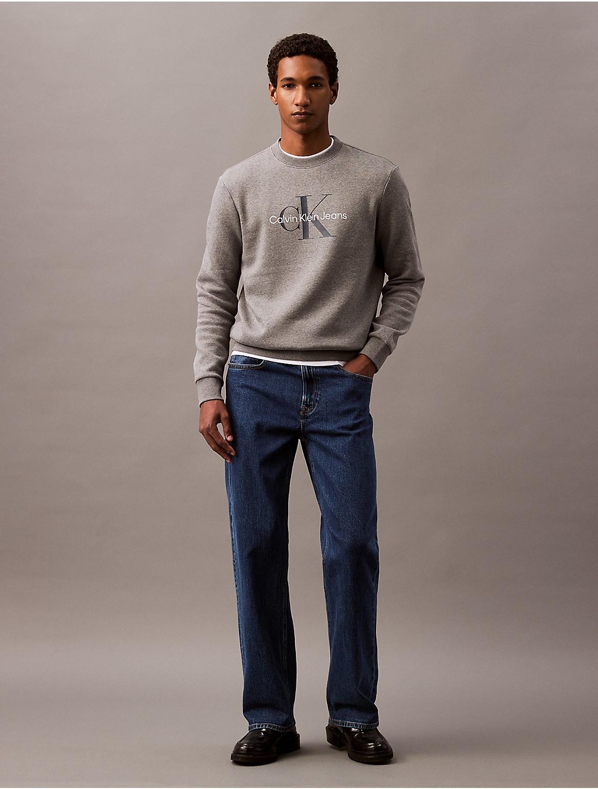 Calvin Klein Mens Monologo Fleece Crewneck Sweatshirt - Grey Product Image