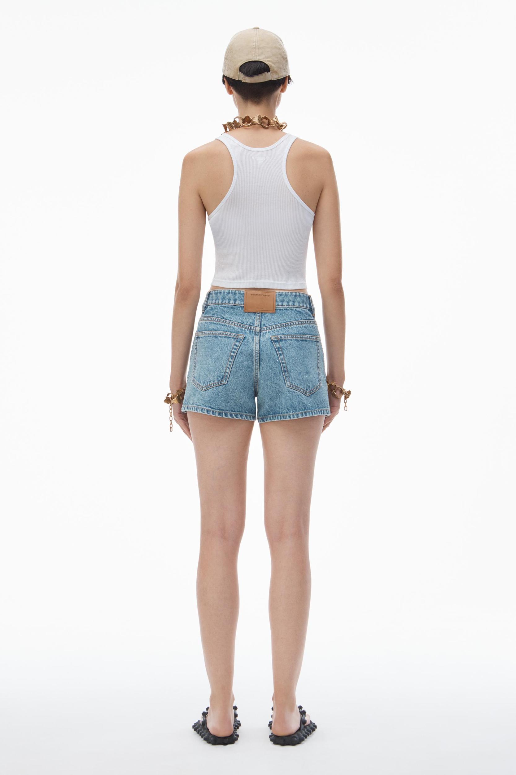 Clear Hotfix High-rise Denim Short Product Image
