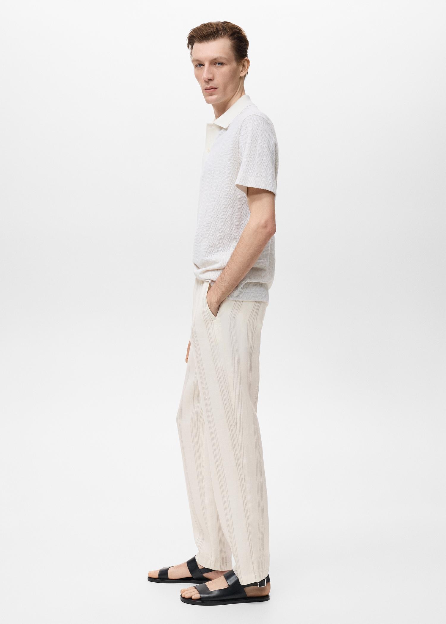 100% linen pants with elastic waistband - Men | MANGO USA Product Image
