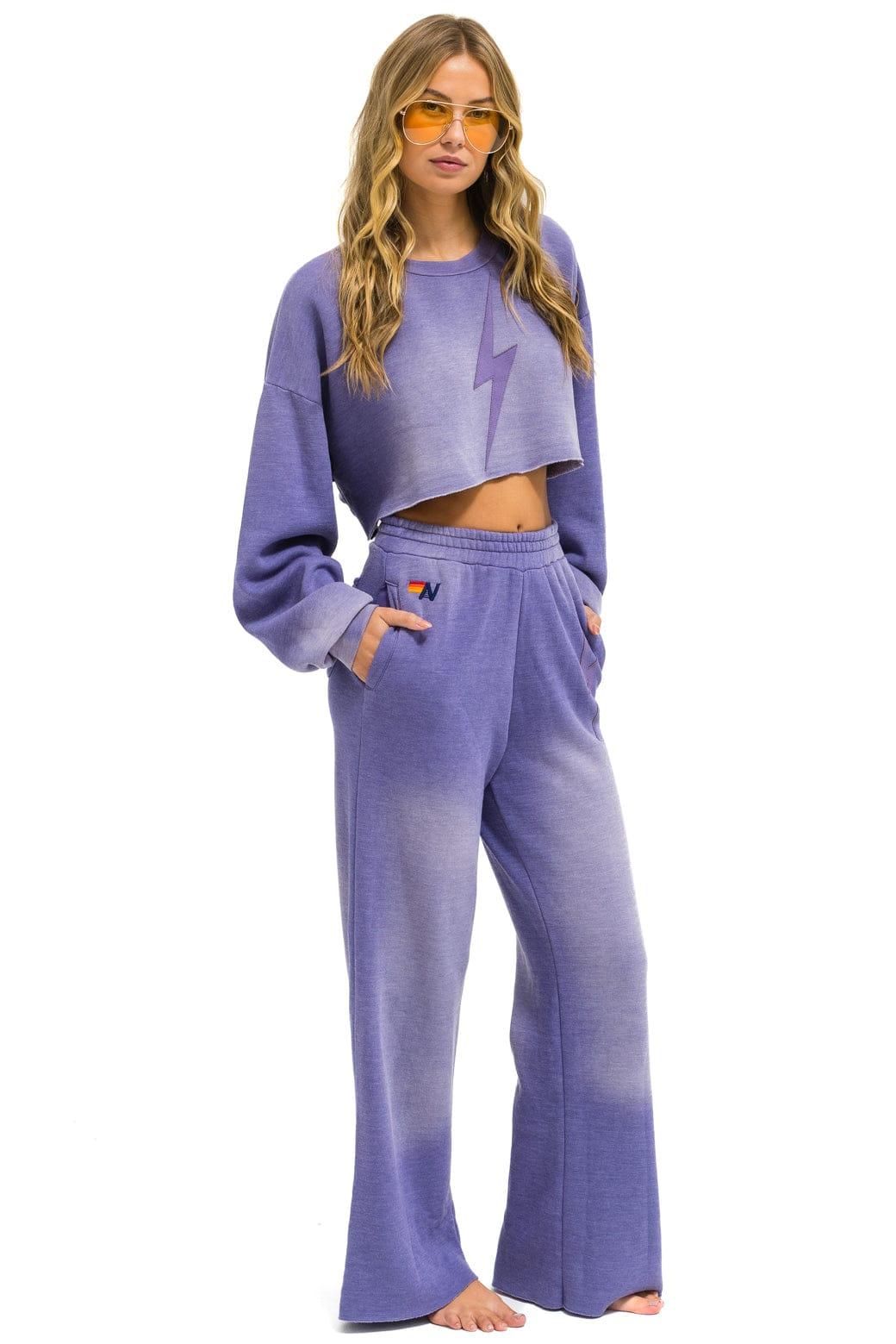 BOLT STITCH WIDE LEG POCKET SWEATPANTS - FADED GRAPE Female Product Image