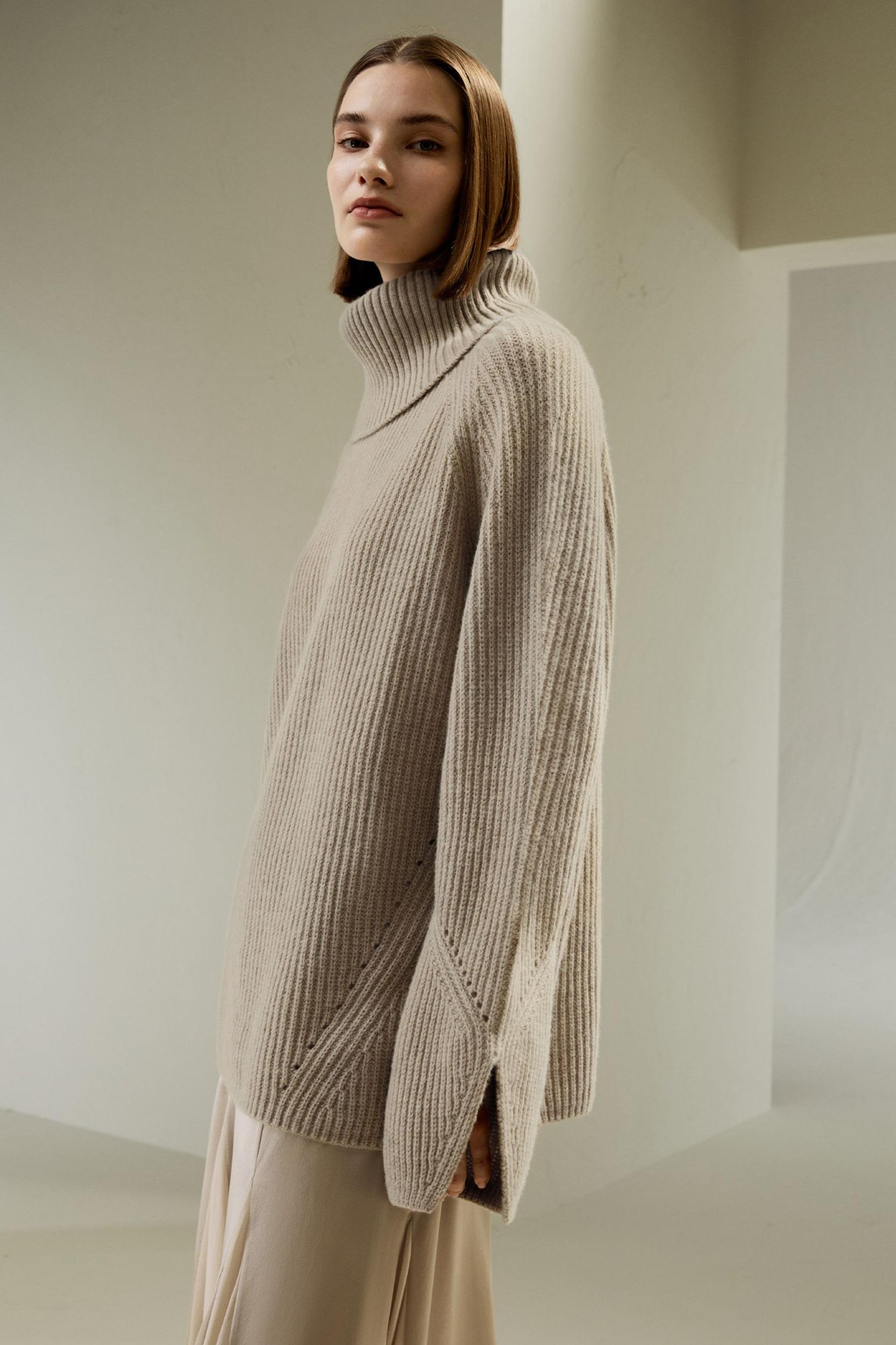 Oversized Merino Wool Sweater with Slit Sleeves Product Image
