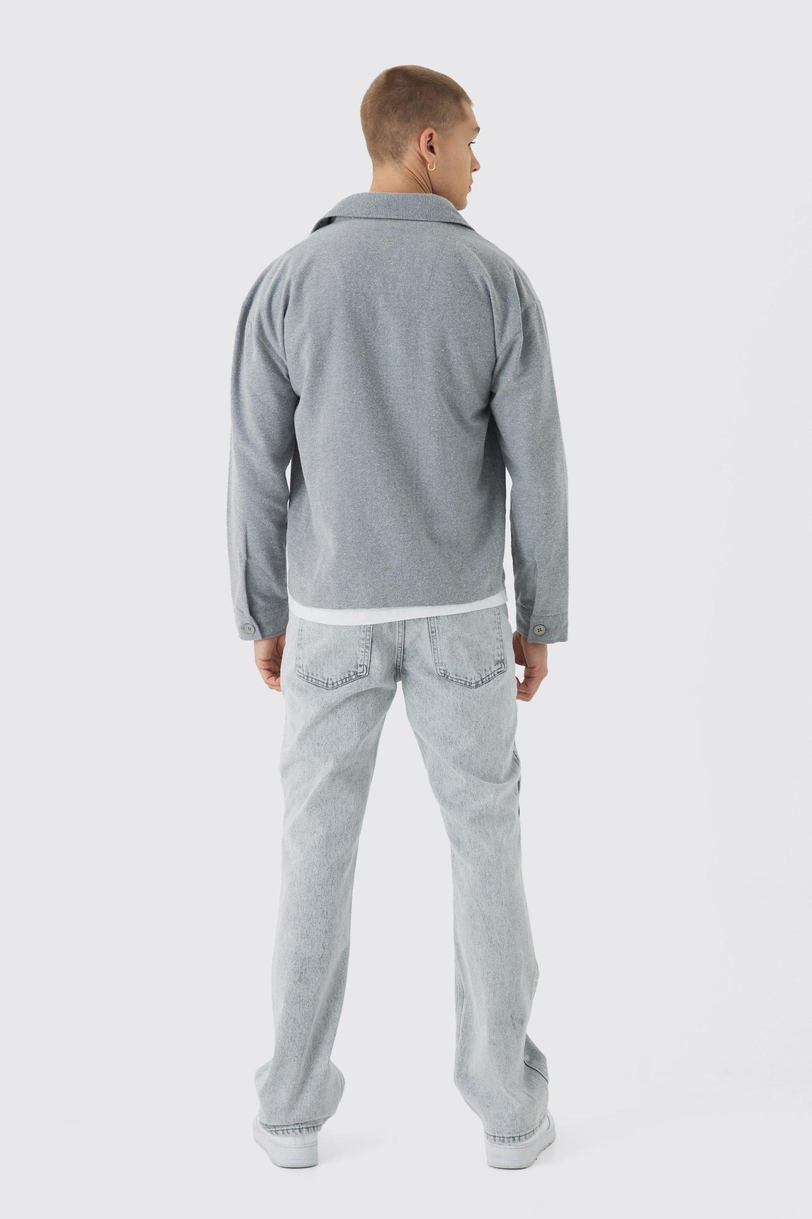 Regular Brushed Twill Shirt Jacket | boohooMAN USA Product Image