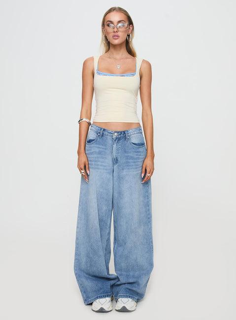 Back In Time Top Cream/Blue Product Image