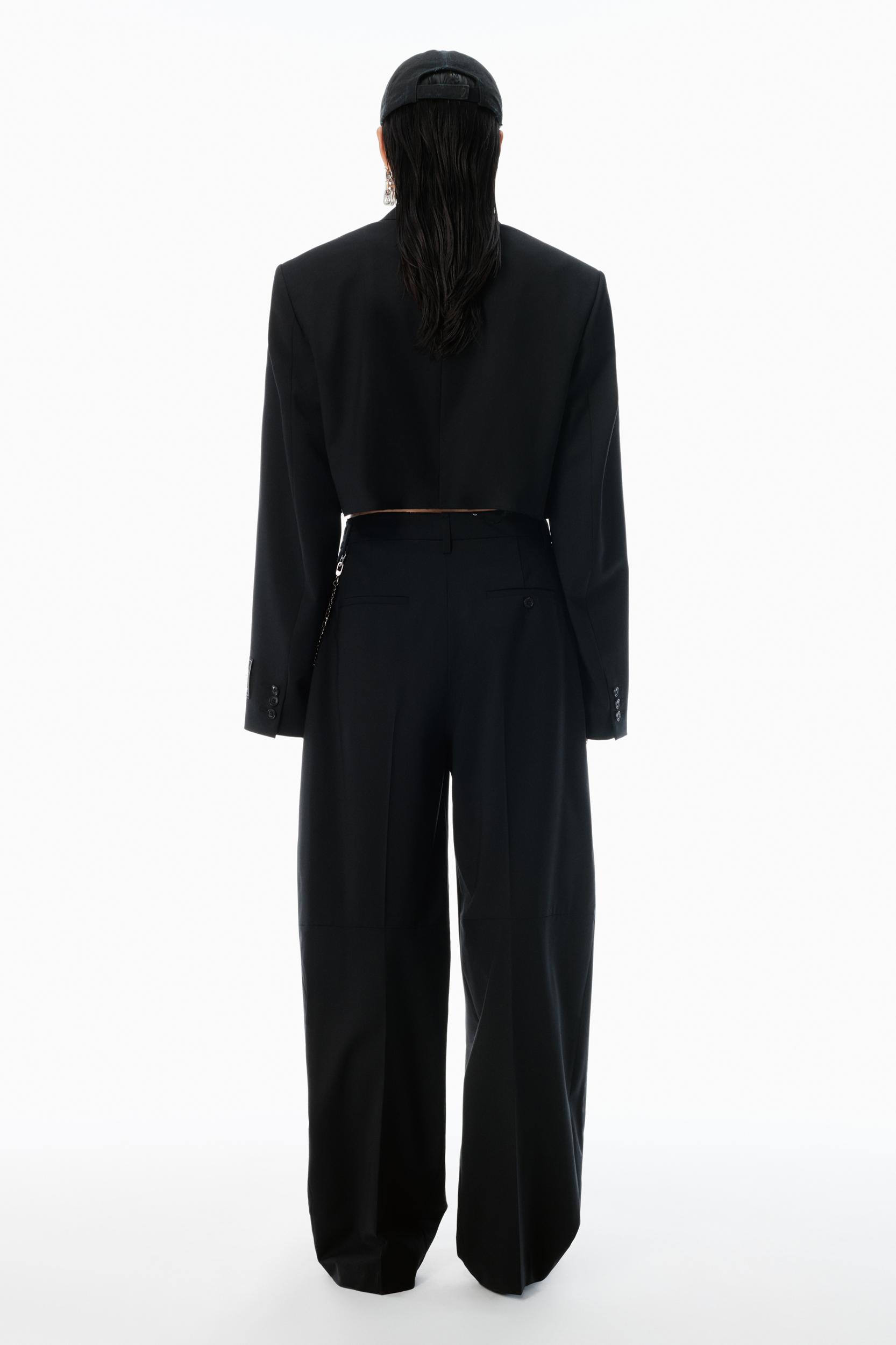 Black Wool-blend Mid-rise Pants Product Image