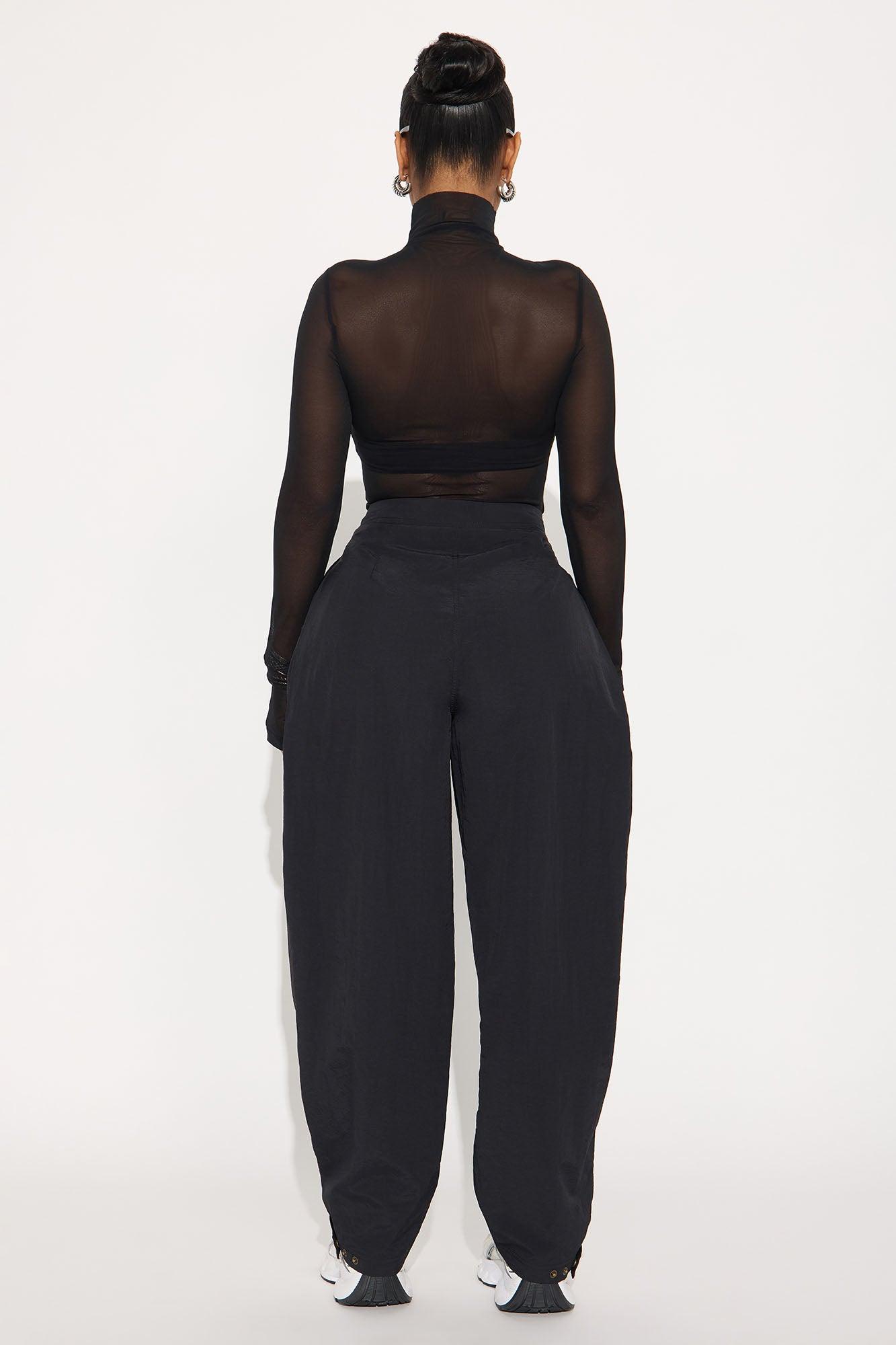 Power Mesh Mock Neck Long Sleeve Top - Black Female Product Image