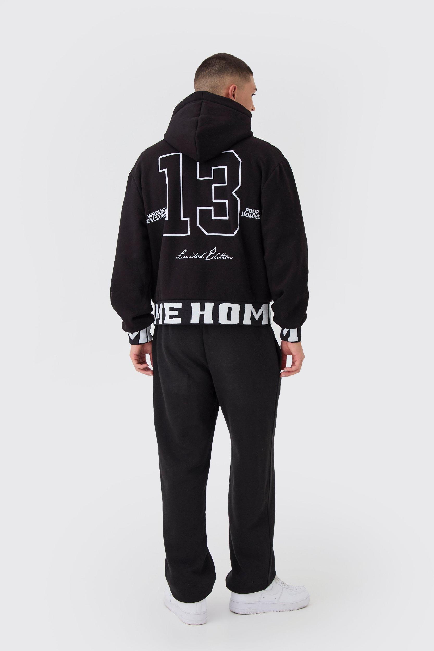 Oversized Boxy Varsity Printed Zip Through Hoodie | boohooMAN USA Product Image