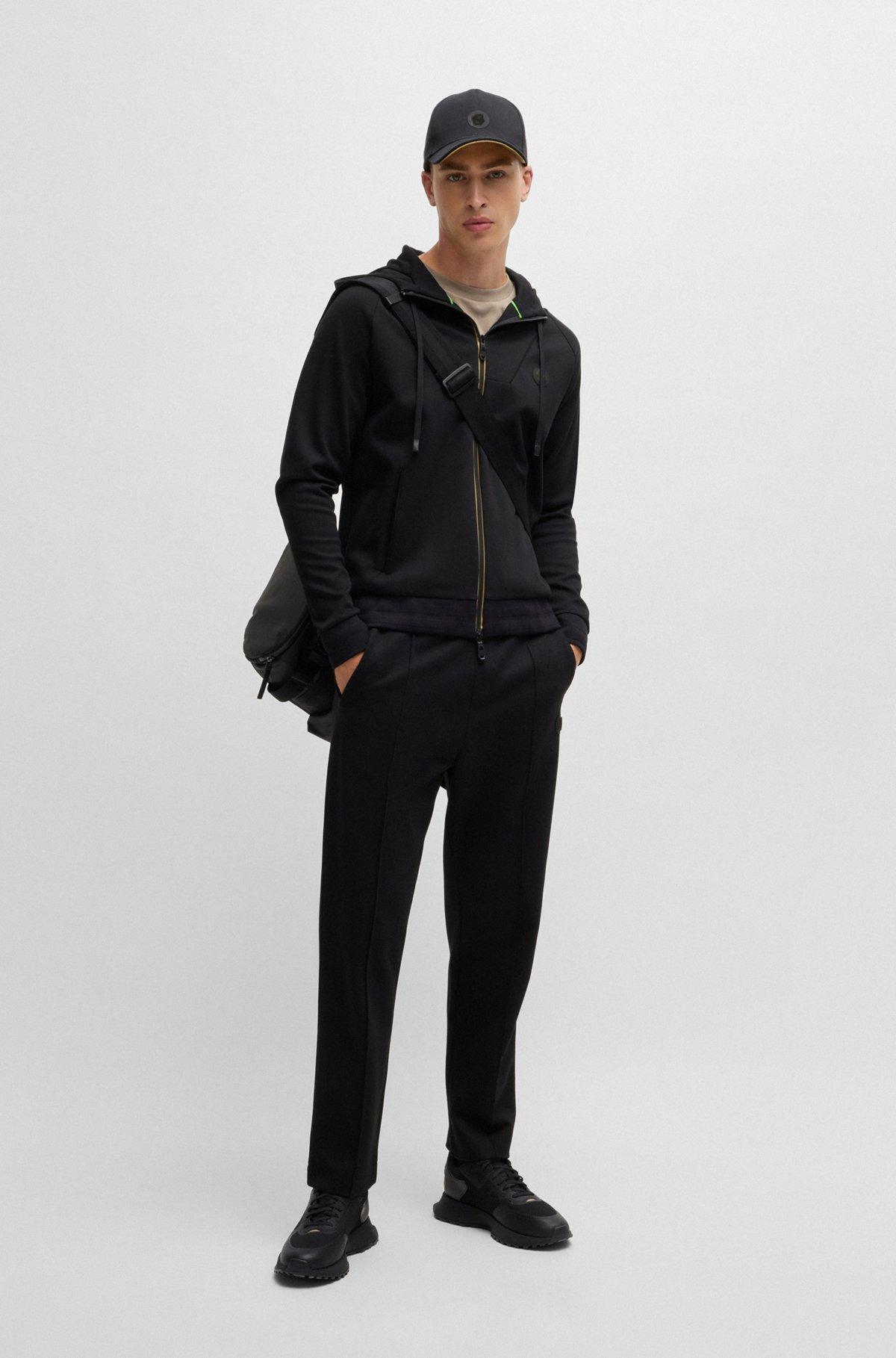 BOSS - Mixed-material trainers with mesh details and branding - Black Product Image