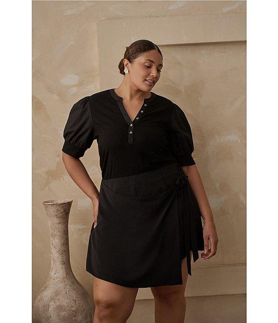 Sugarlips Plus Poplin-Sleeve Ribbed Top Product Image