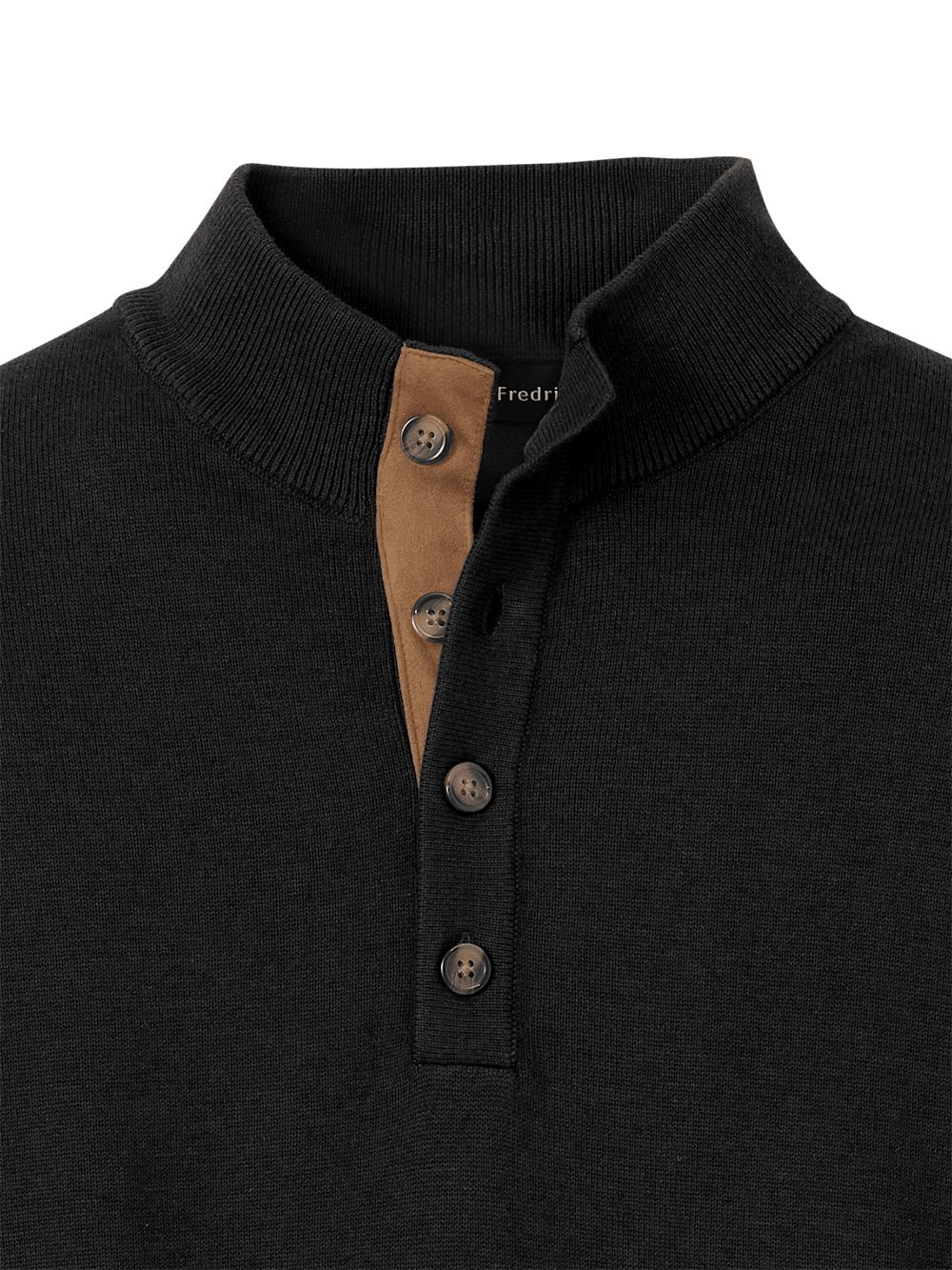 Supima Cotton Four Button Mock Neck Sweater - Plum Product Image