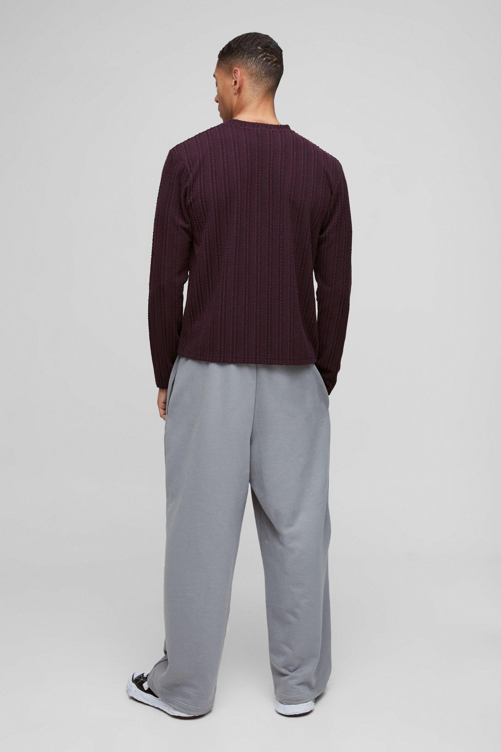 Boxy Cable Long Sleeve Sweatshirt | boohooMAN USA Product Image