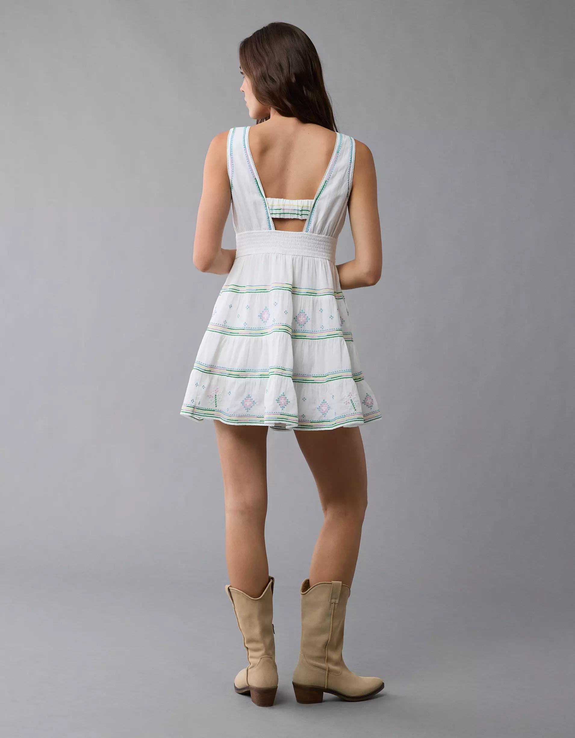 AE V-Neck Embroidered Mini Dress Product Image