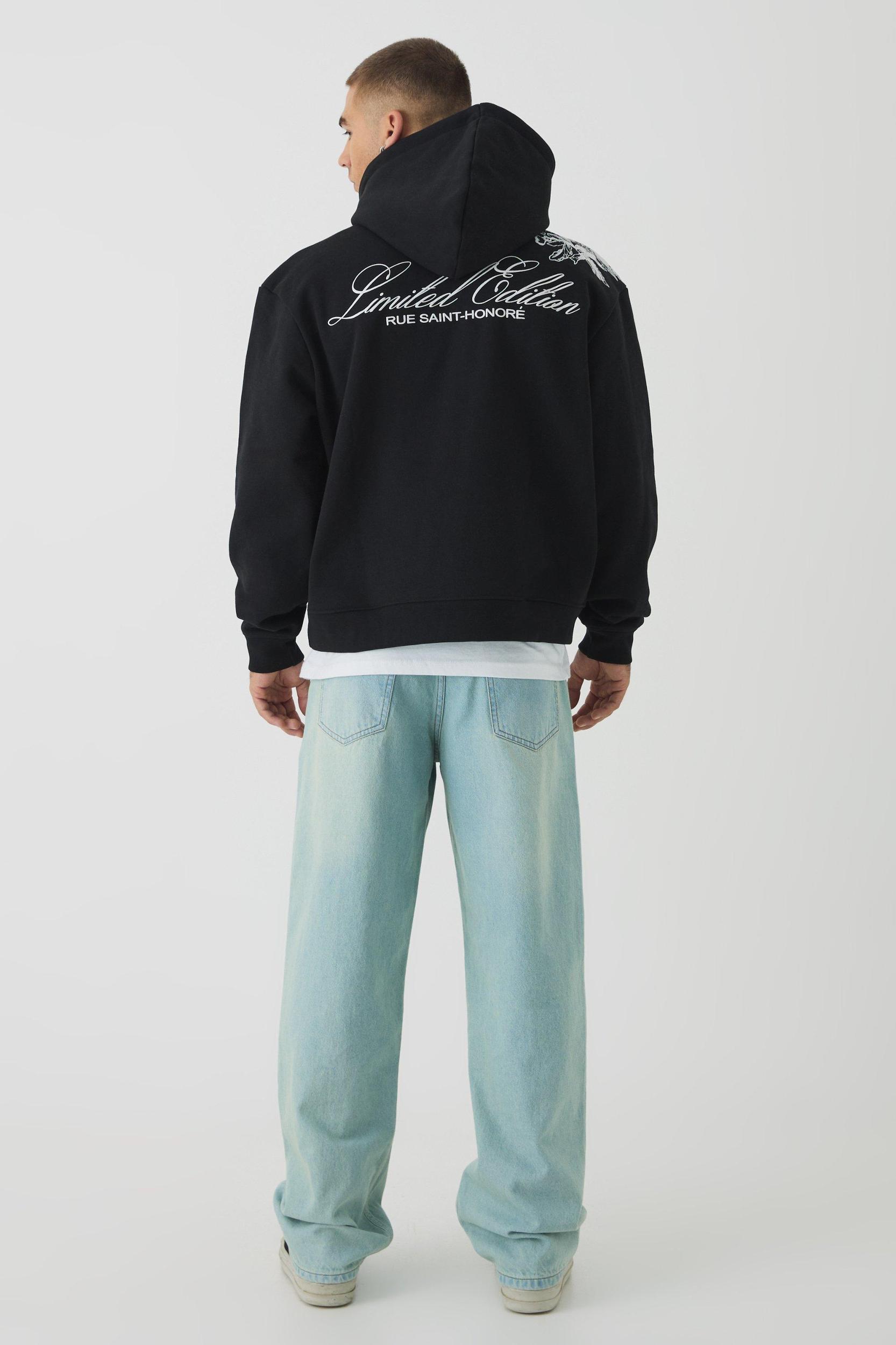 Smart Oversized Boxy Super Heavyweight Puff Print Hoodie | boohooMAN USA Product Image