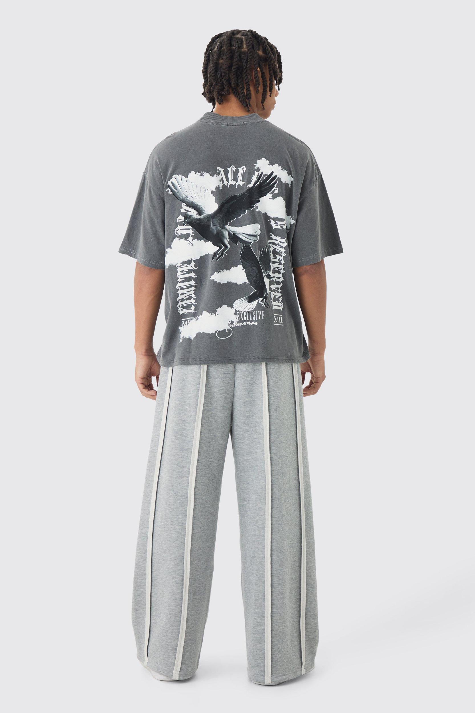 Extreme Wide Leg Exposed Seam Sweatpants | boohooMAN USA Product Image