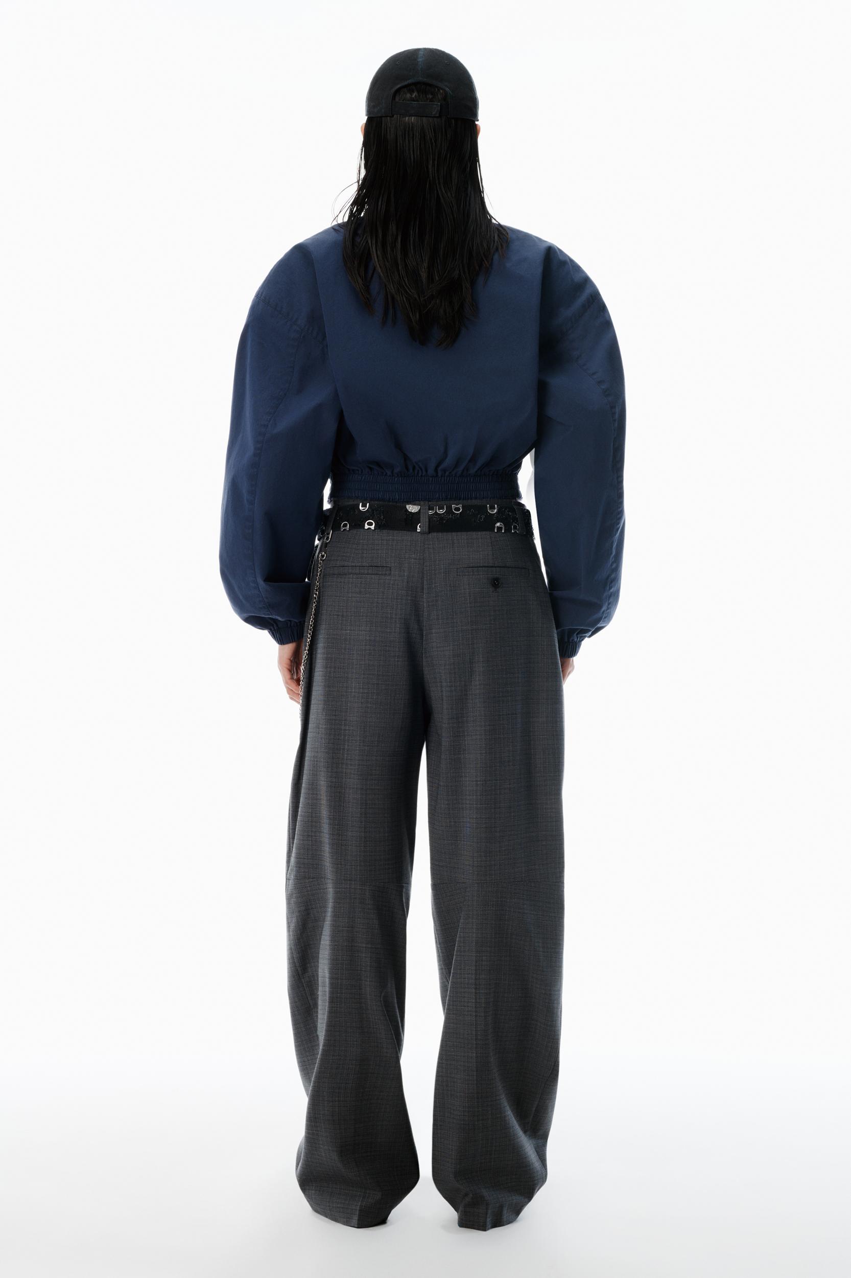 Grey Wool-blend Mid-rise Pants Product Image