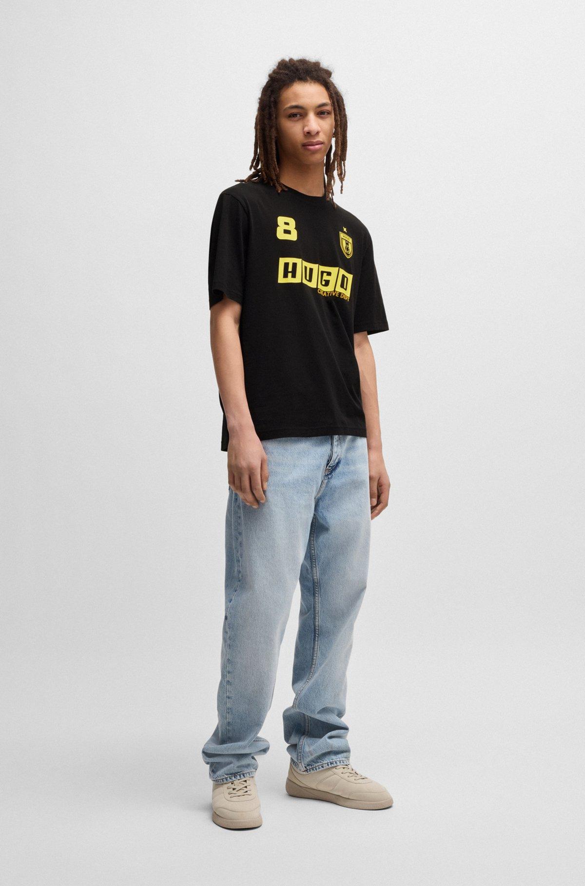 Cotton-jersey T-shirt with football-inspired prints Product Image