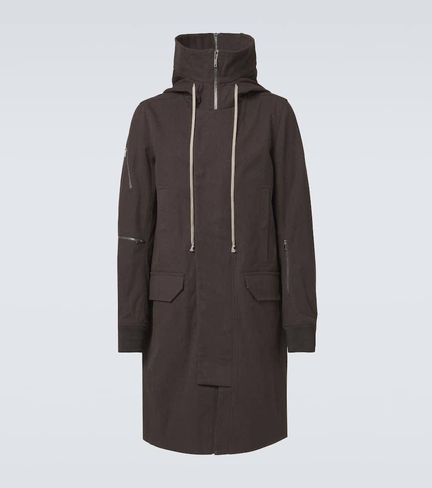 RICK OWENS Hooded Coat In Brown Product Image