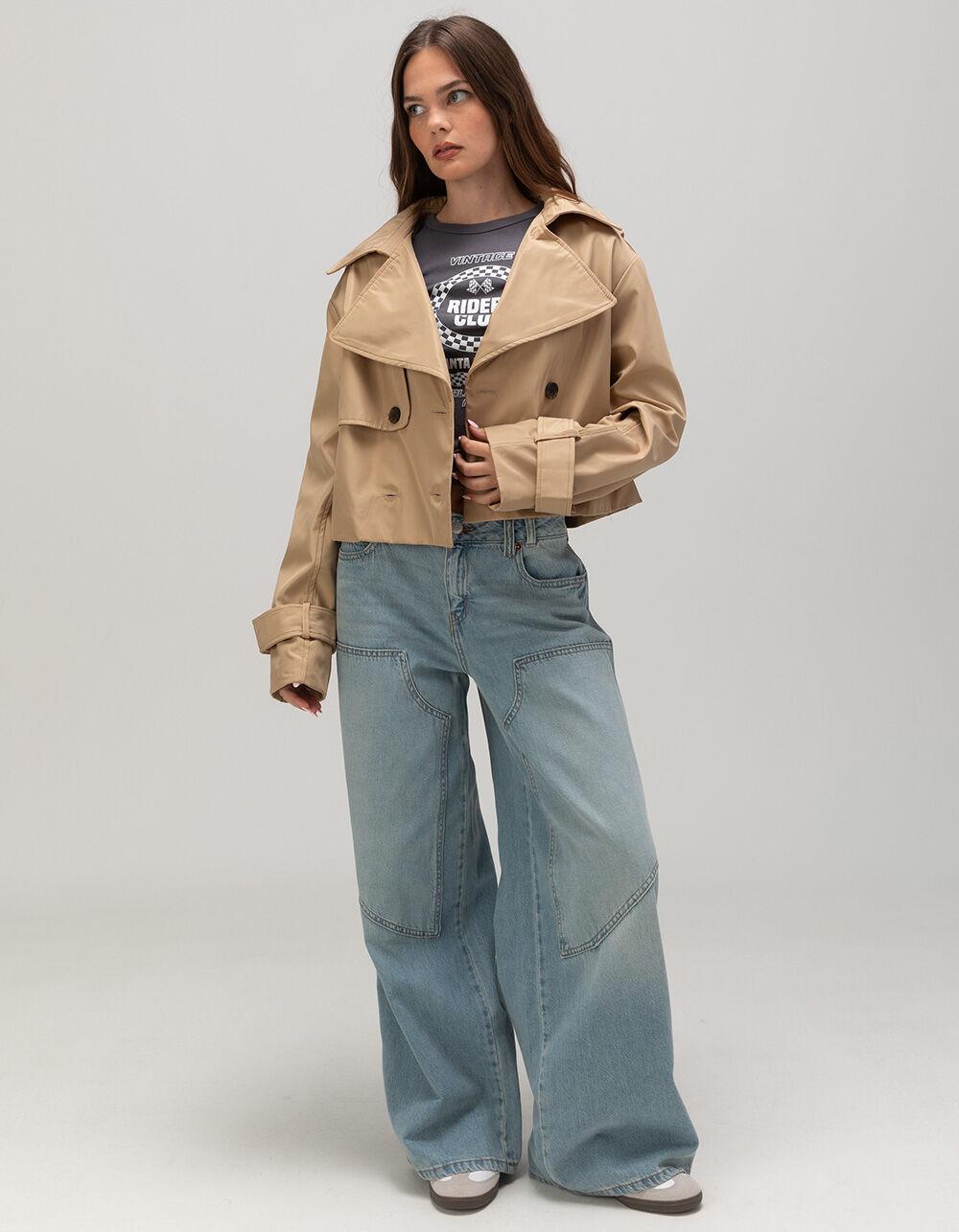 RSQ Womens Crop Trench Coat - TAN Product Image