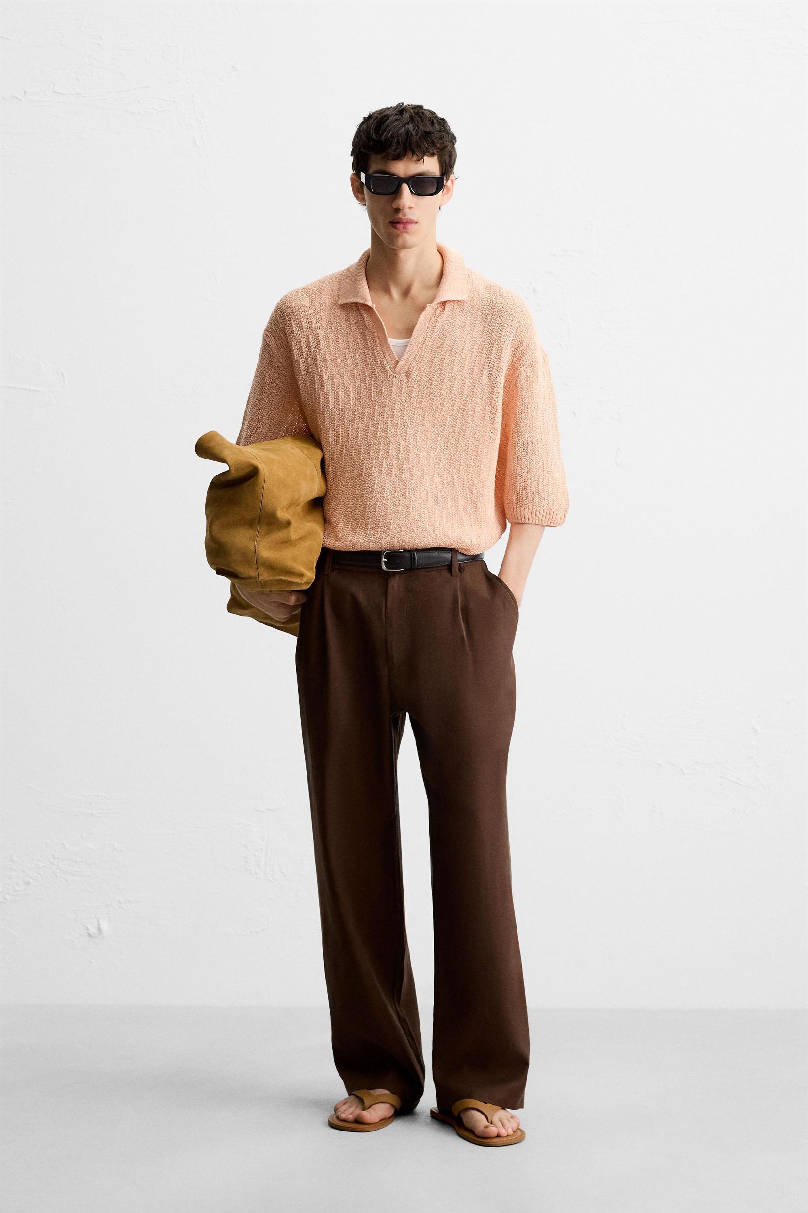 OPEN KNIT POLO SHIRT Product Image