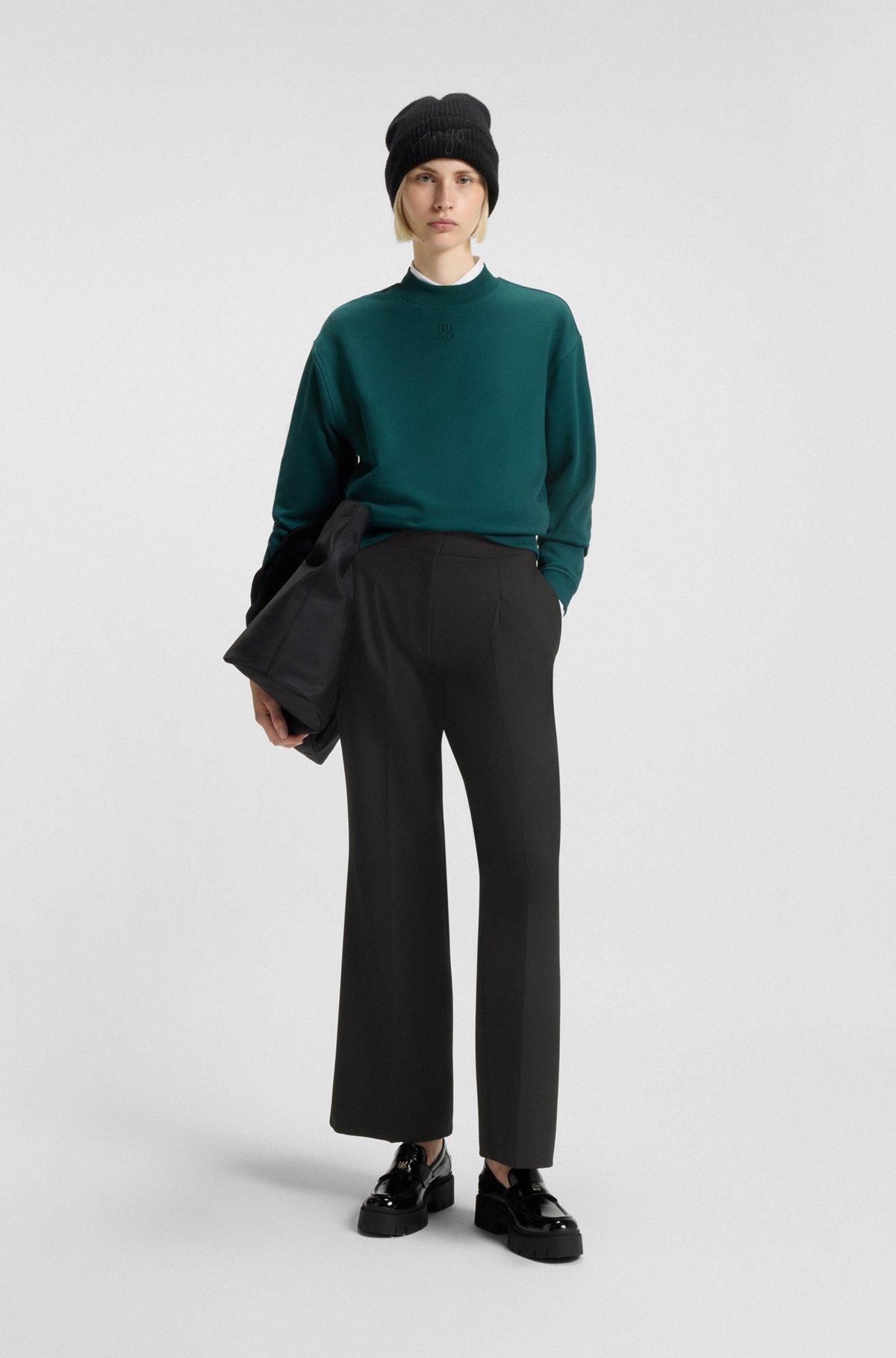 Regular-fit pants with wide leg in stretch fabric Product Image