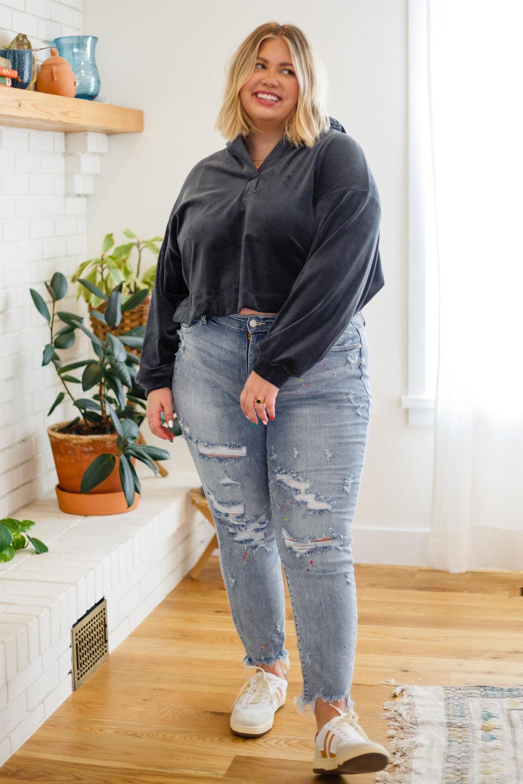 Velvet Icon Hoodie In Grey Blue (Online Exclusive) Product Image