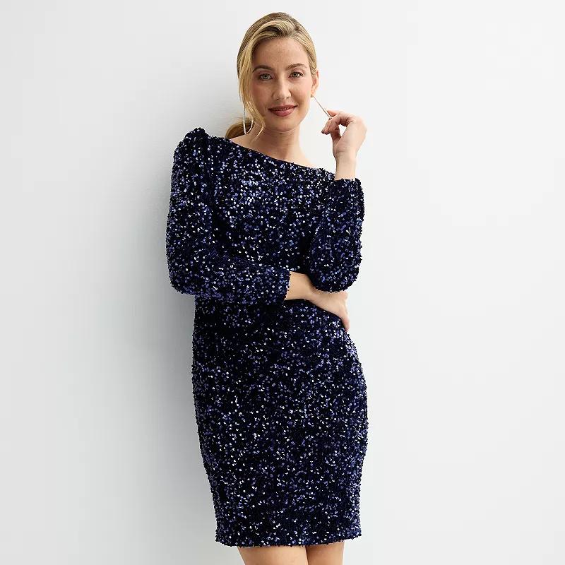 Women's Nanette Lepore Long Sleeve Velvet Sequin Dress,  Product Image