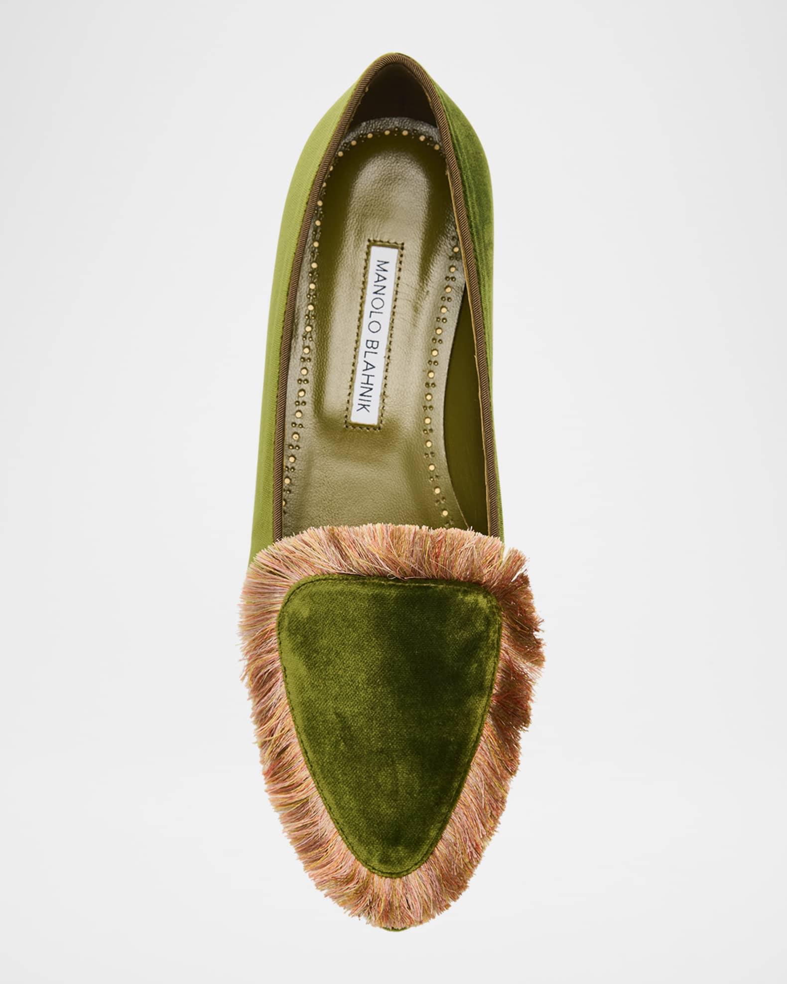 Agrofran Velvet Fringe-Trim Loafers Product Image