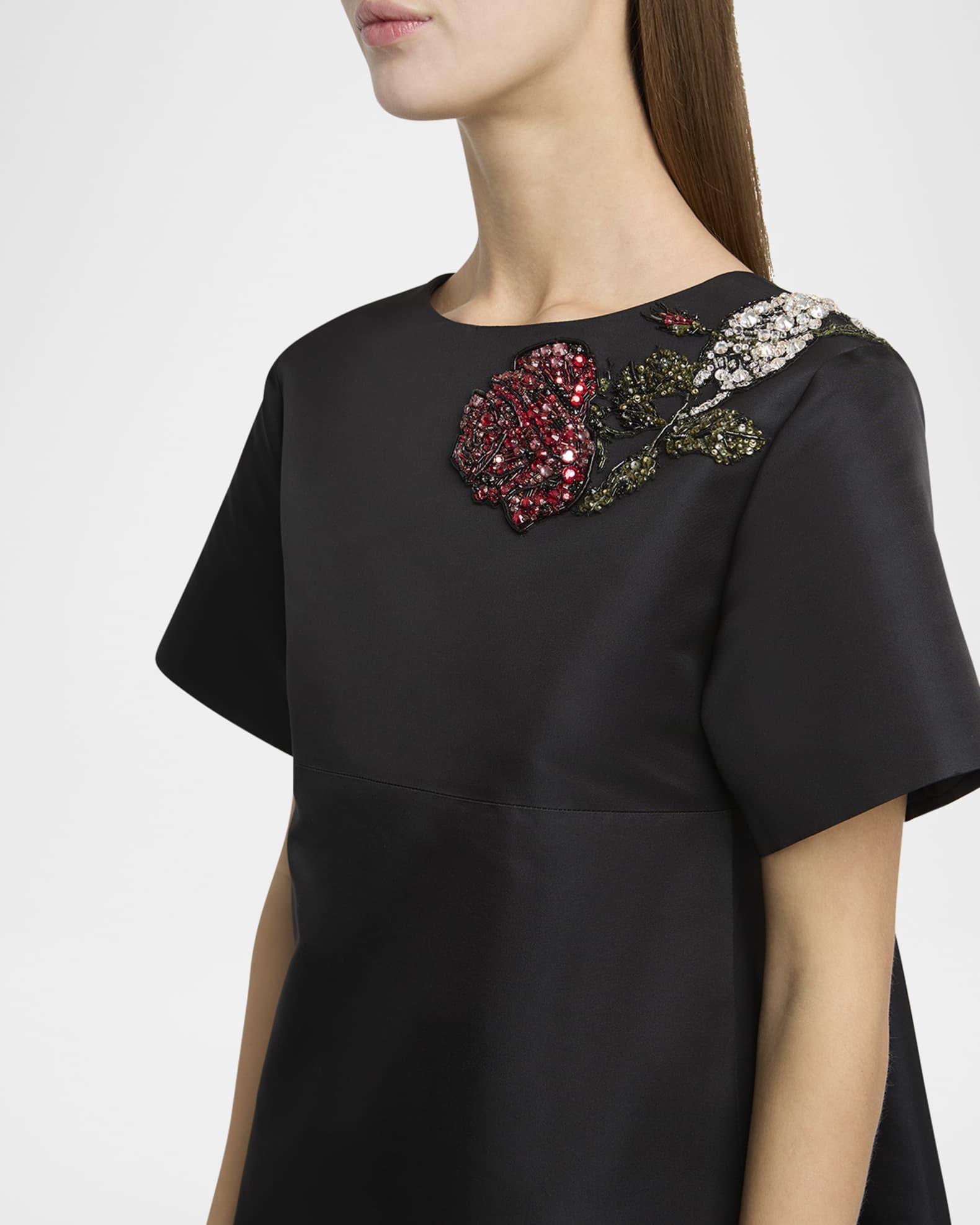 Crystal Rose Short-Sleeve Taffeta Mini Dress Product Image