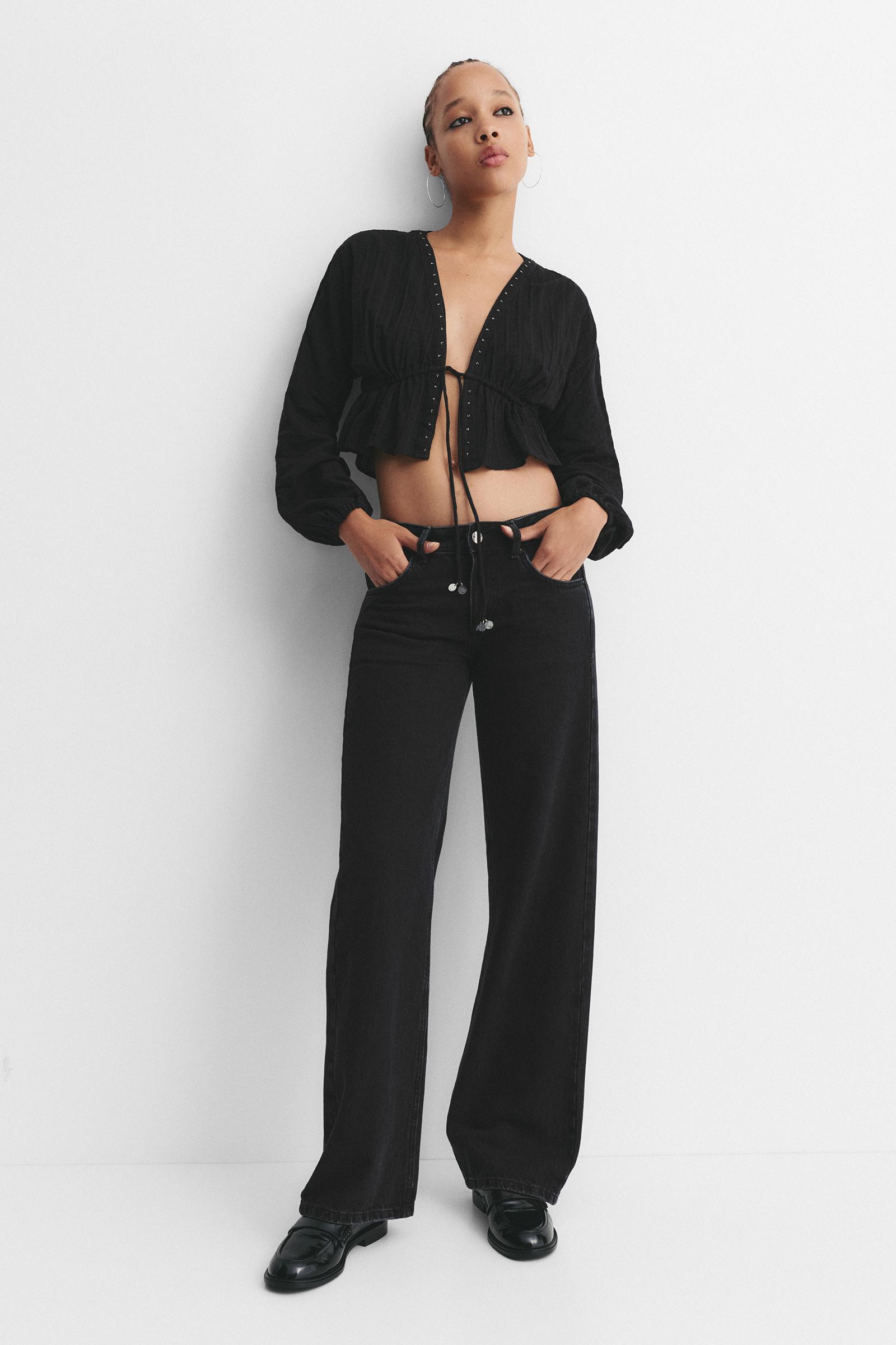 Beaded blouse with bow Product Image