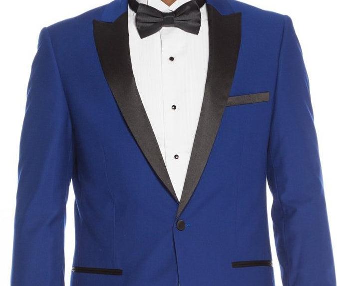 Slim Fit Blue 2 Piece Tuxedo With Satin Peak Lapel Product Image