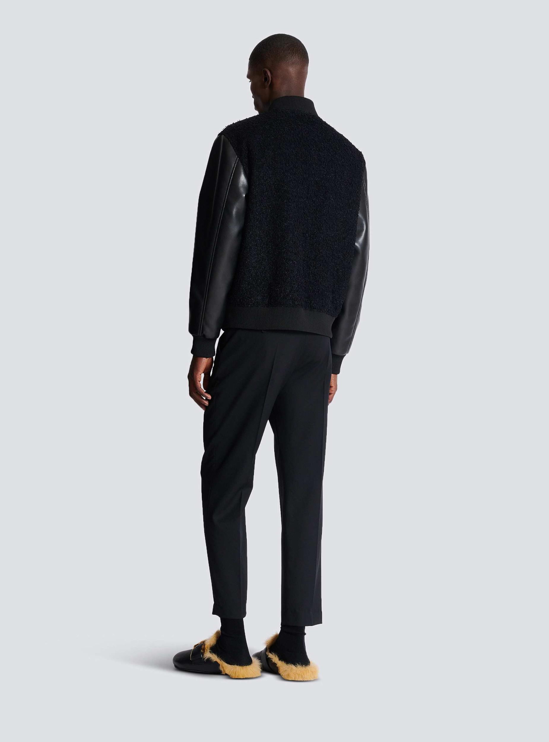 Varsity tweed and faux leather jacket Product Image