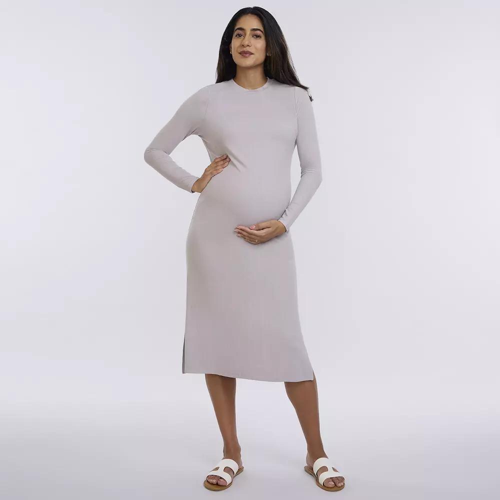 Maternity Motherhood® Rib Column Midi Dress, Women's, Size: Small-Mat, White Product Image