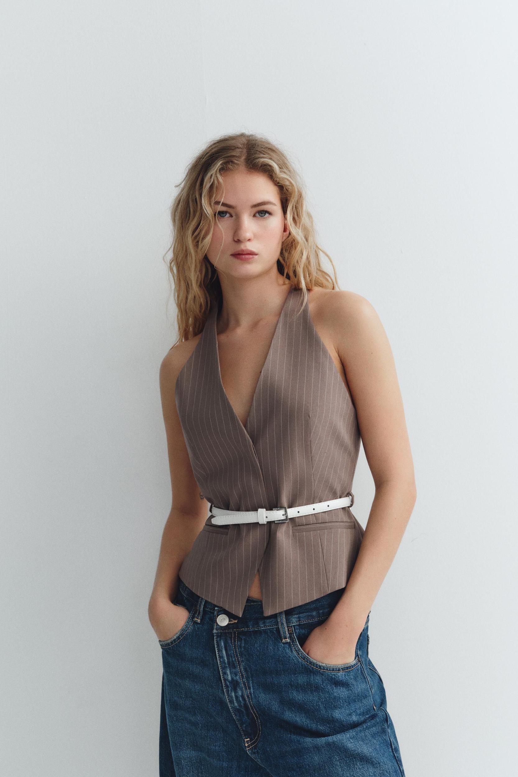 TRF MID-RISE CROSSED WAIST BAGGY JEANS Product Image