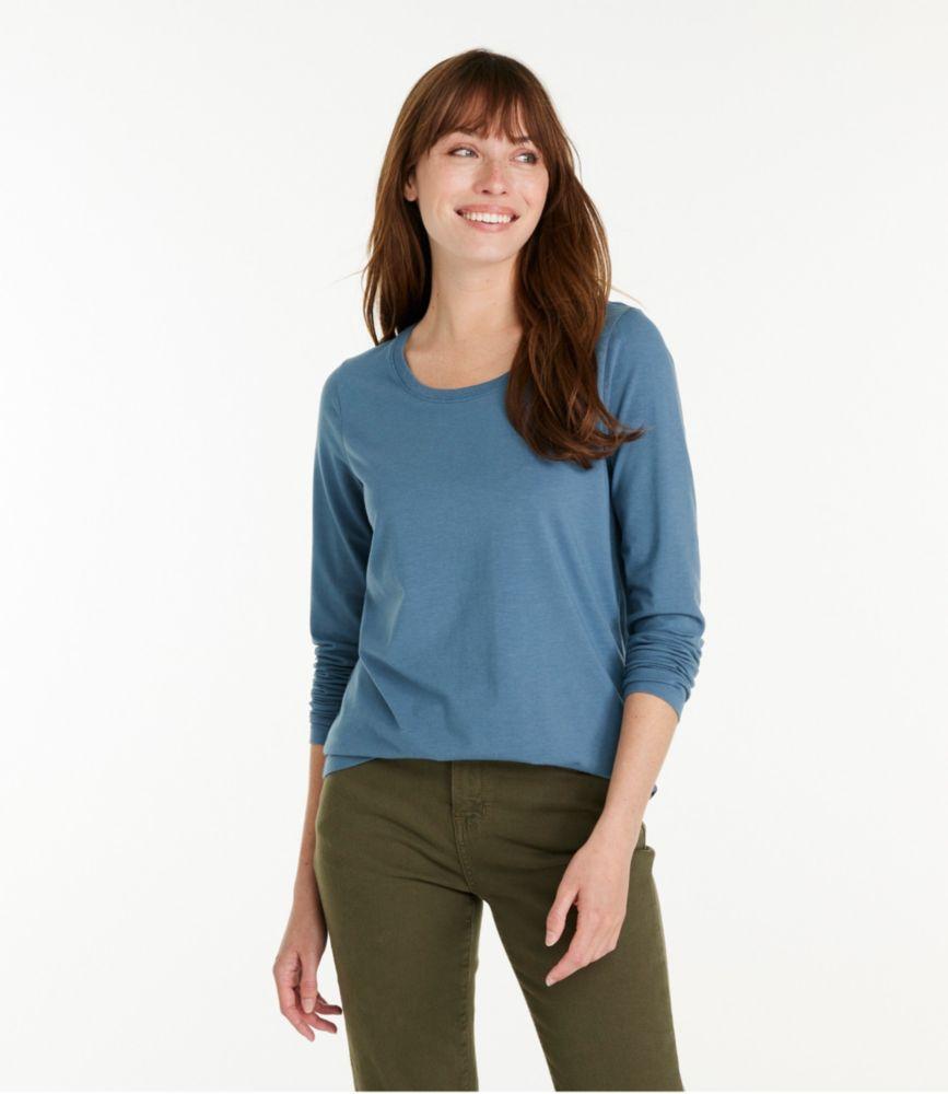 Women's Soft Stretch Supima-Blend Tee, Scoopneck Long-Sleeve Product Image