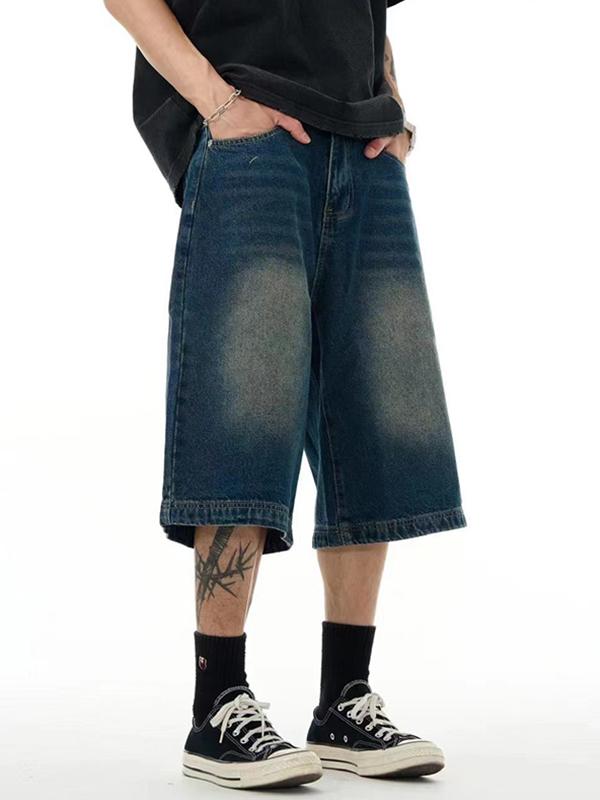 Men'S Denim Straight Loose Blue Shorts Product Image