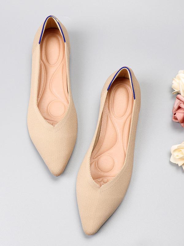 Pointed-Toe Shallow Cut Split-Joint Flat Shoes Product Image