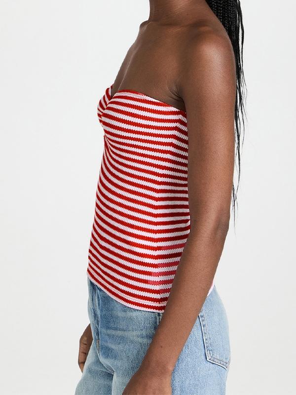 Stripe Knit Short Bandeau Top Product Image