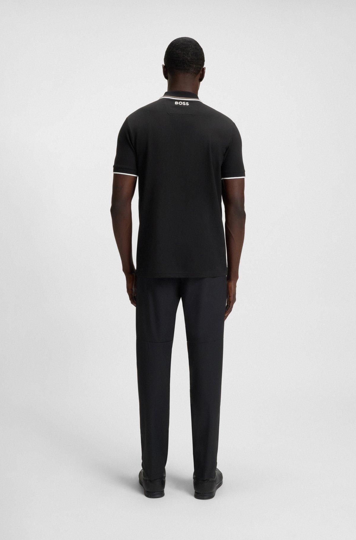 BOSS - Polo shirt with contrast logos - Black Product Image