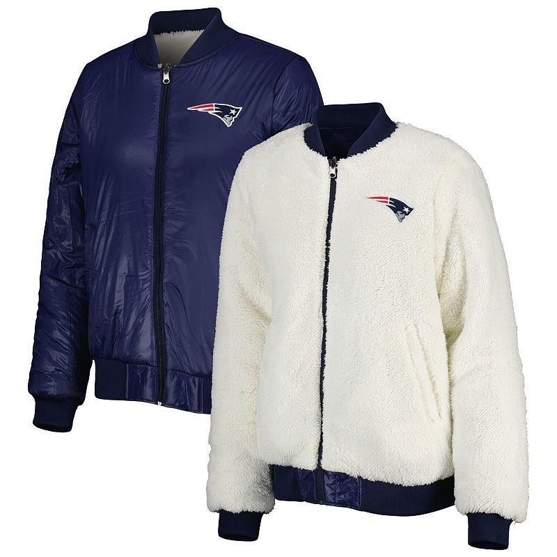 Women's G-III 4Her by Carl Banks Oatmeal/Navy New England Patriots Switchback Reversible Full-Zip Jacket, Size: Small, Team Product Image