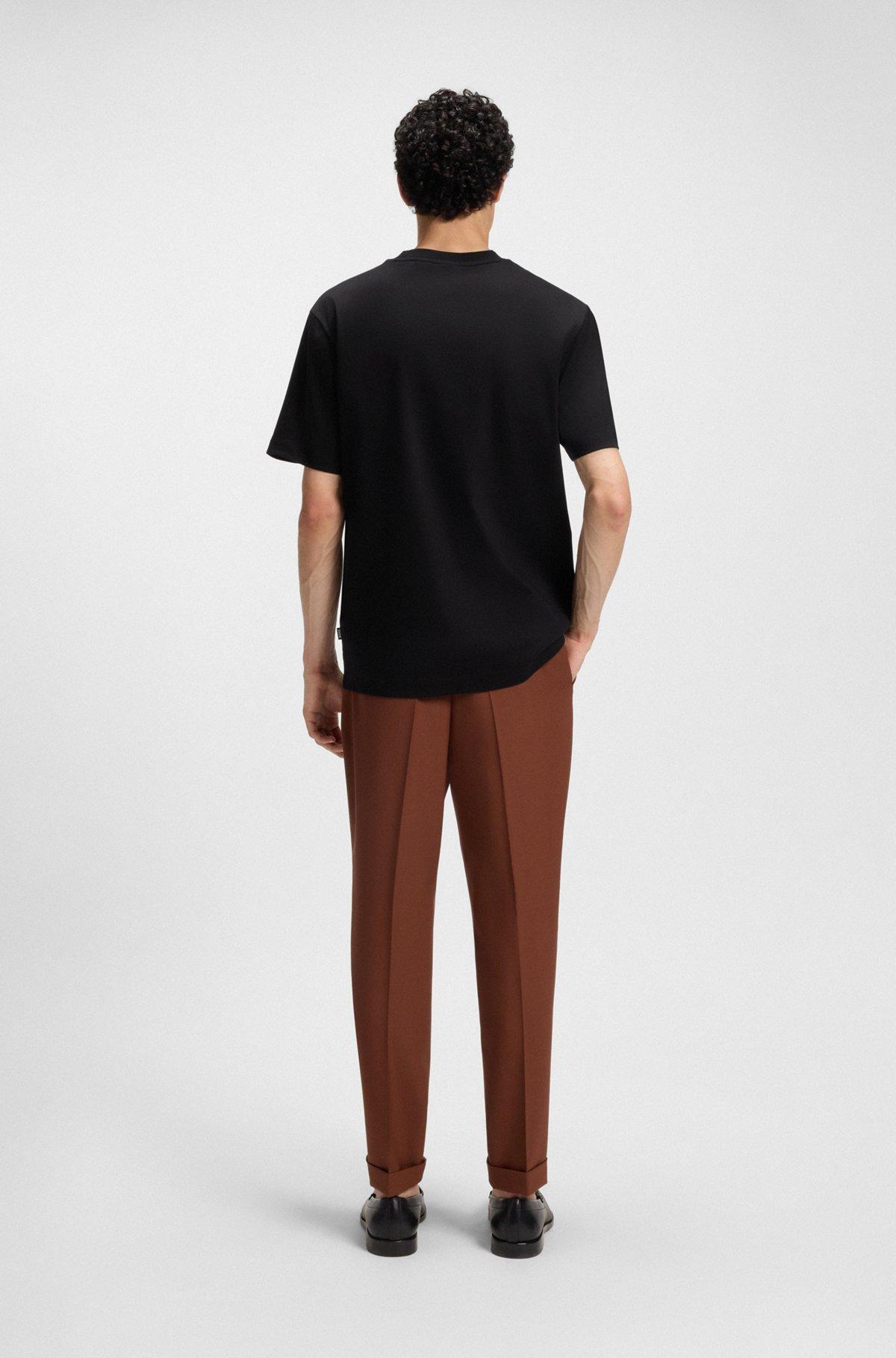 BOSS - Regular-fit T-shirt in cotton with monogram print - Black Product Image