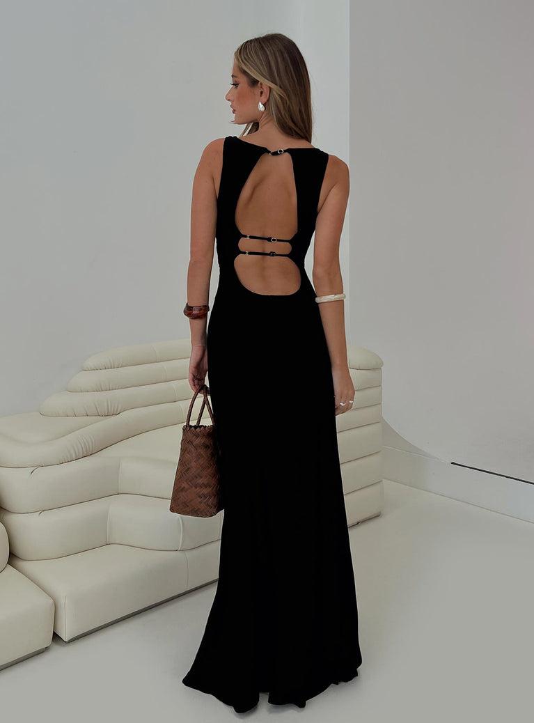 Ace Of Hearts Backless Maxi Dress Black Product Image